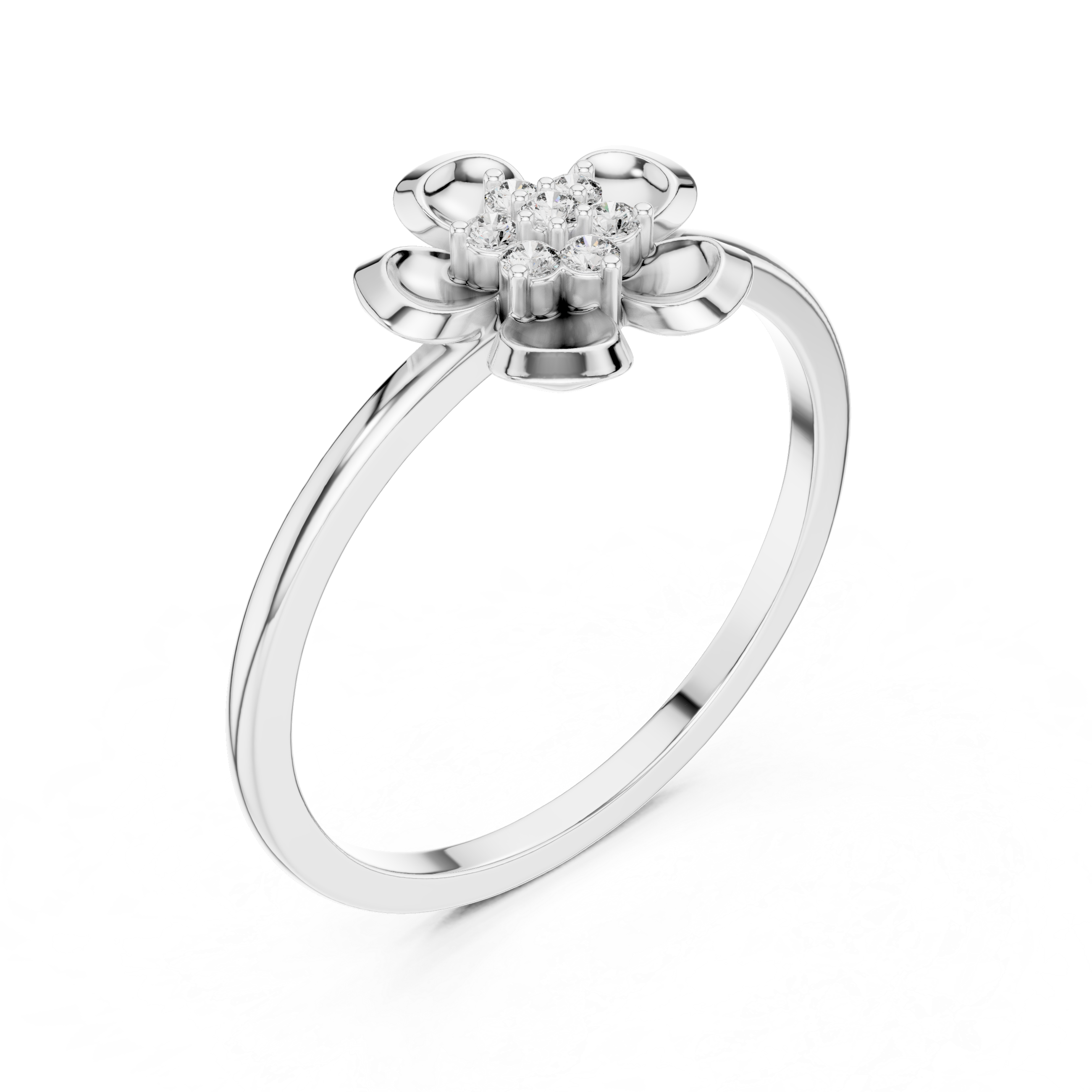 Diamond Flower Cluster Ring – Minimalist Floral Solitaire Design