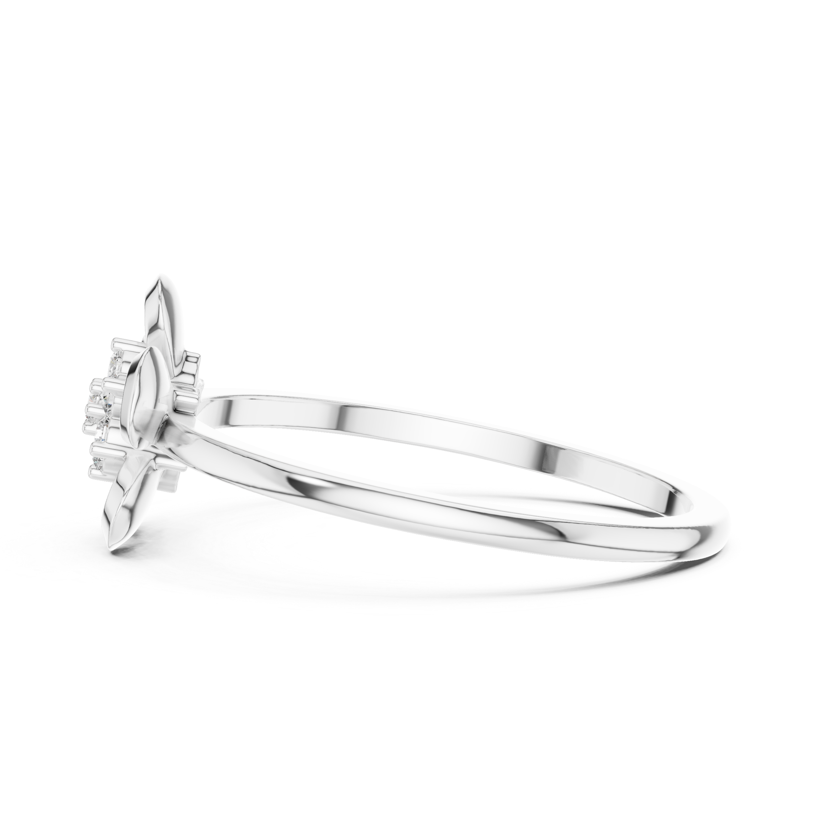 Diamond Flower Cluster Ring – Minimalist Floral Solitaire Design