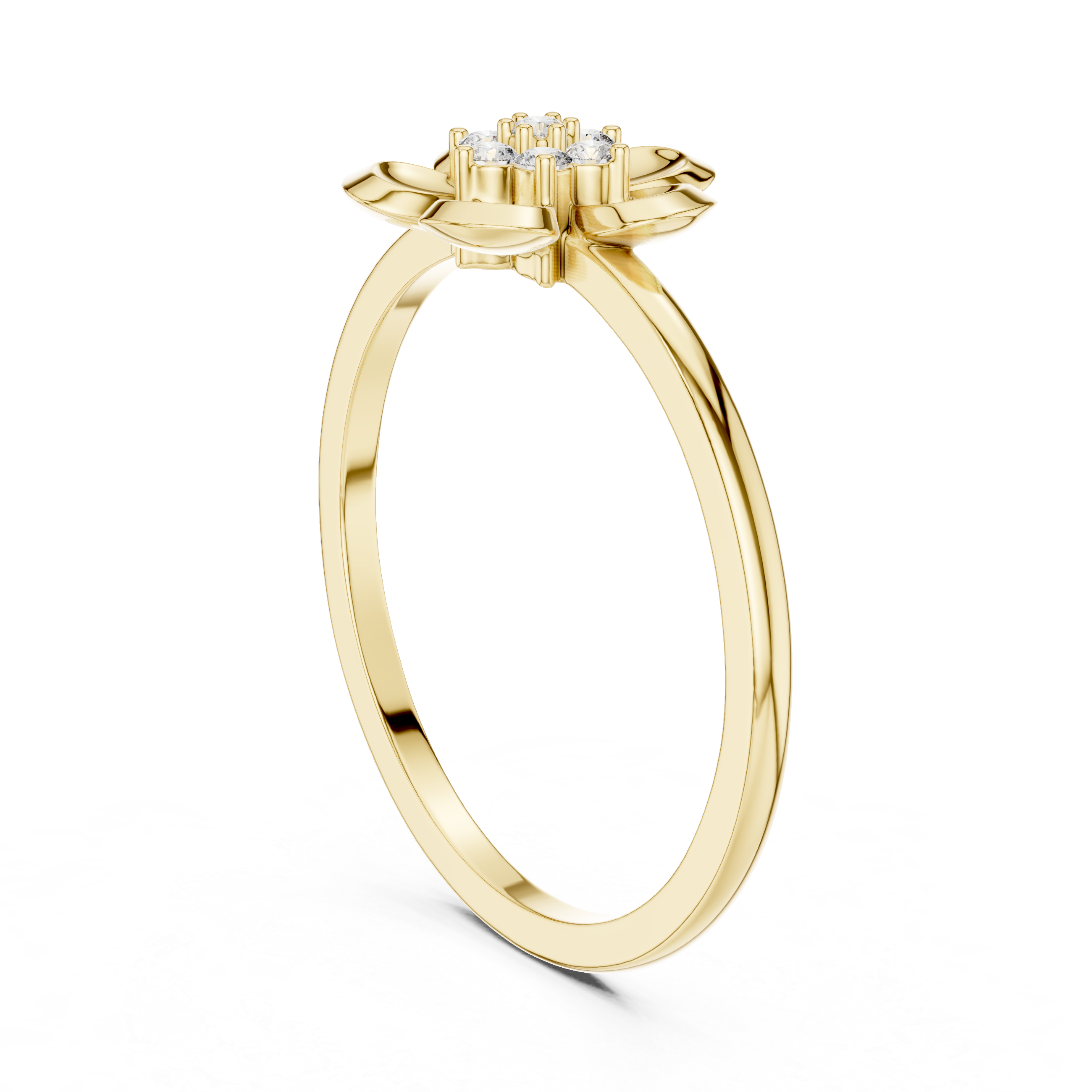 Diamond Flower Cluster Ring – Minimalist Floral Solitaire Design