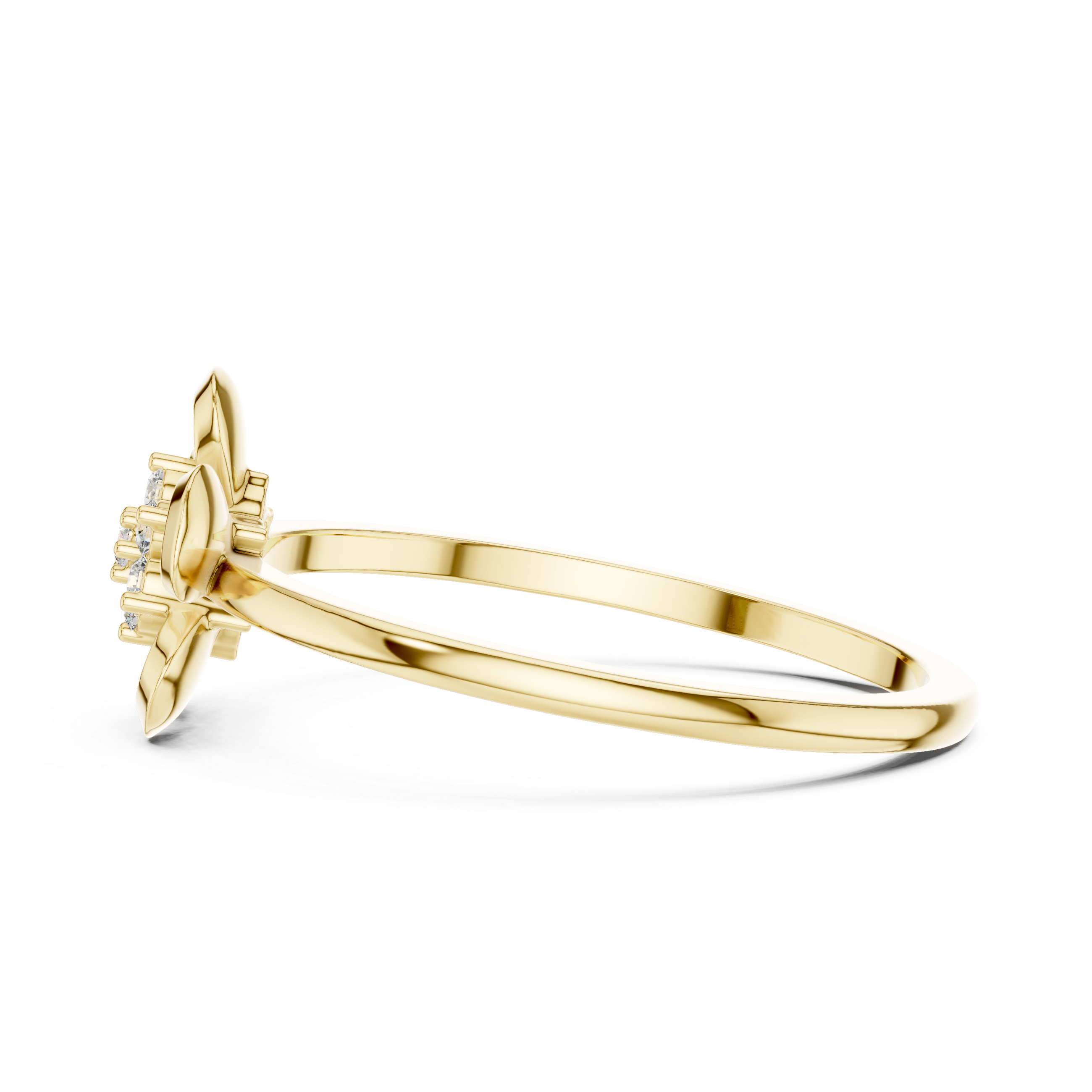 Diamond Flower Cluster Ring – Minimalist Floral Solitaire Design