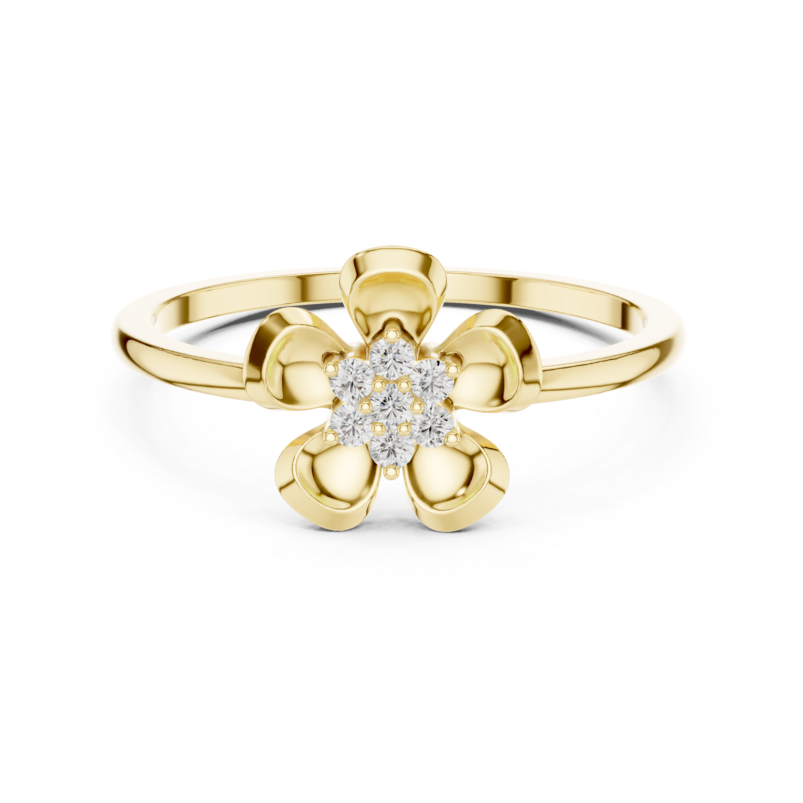 Diamond Flower Cluster Ring – Minimalist Floral Solitaire Design