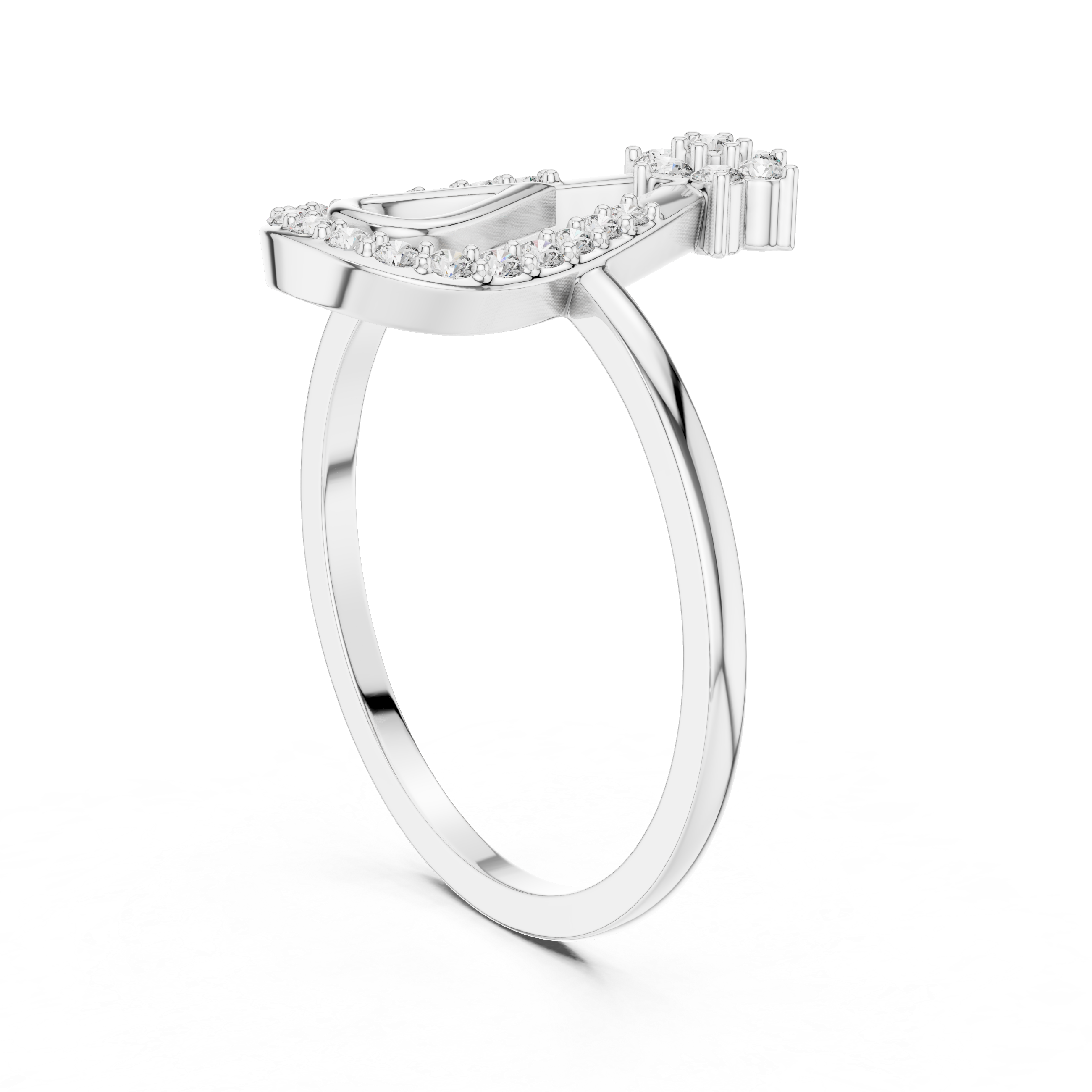 Diamond Teardrop Halo Ring – Floral Cluster Open Drop Design