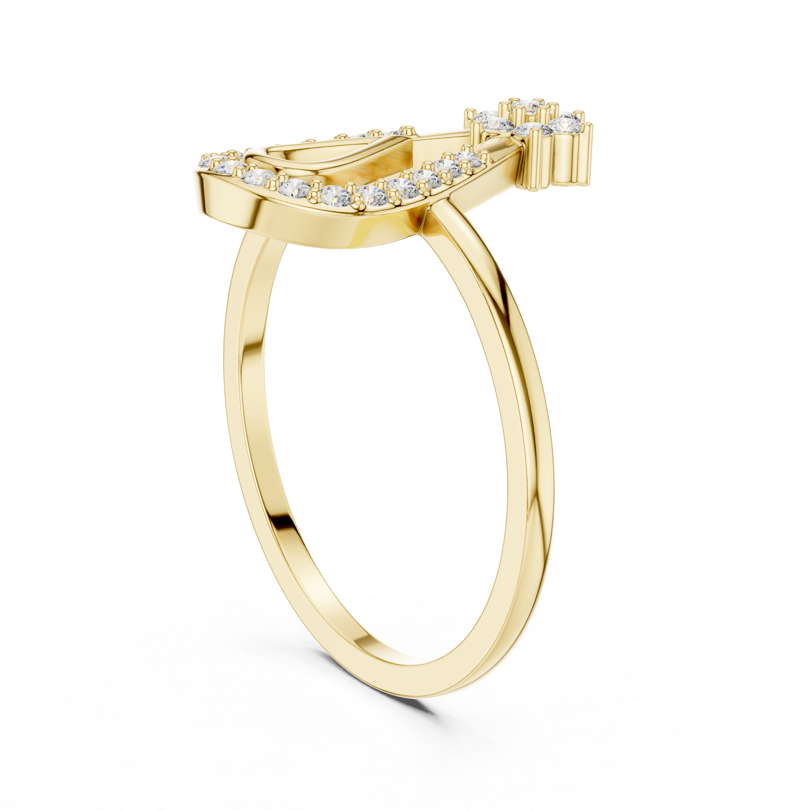 Diamond Teardrop Halo Ring – Floral Cluster Open Drop Design