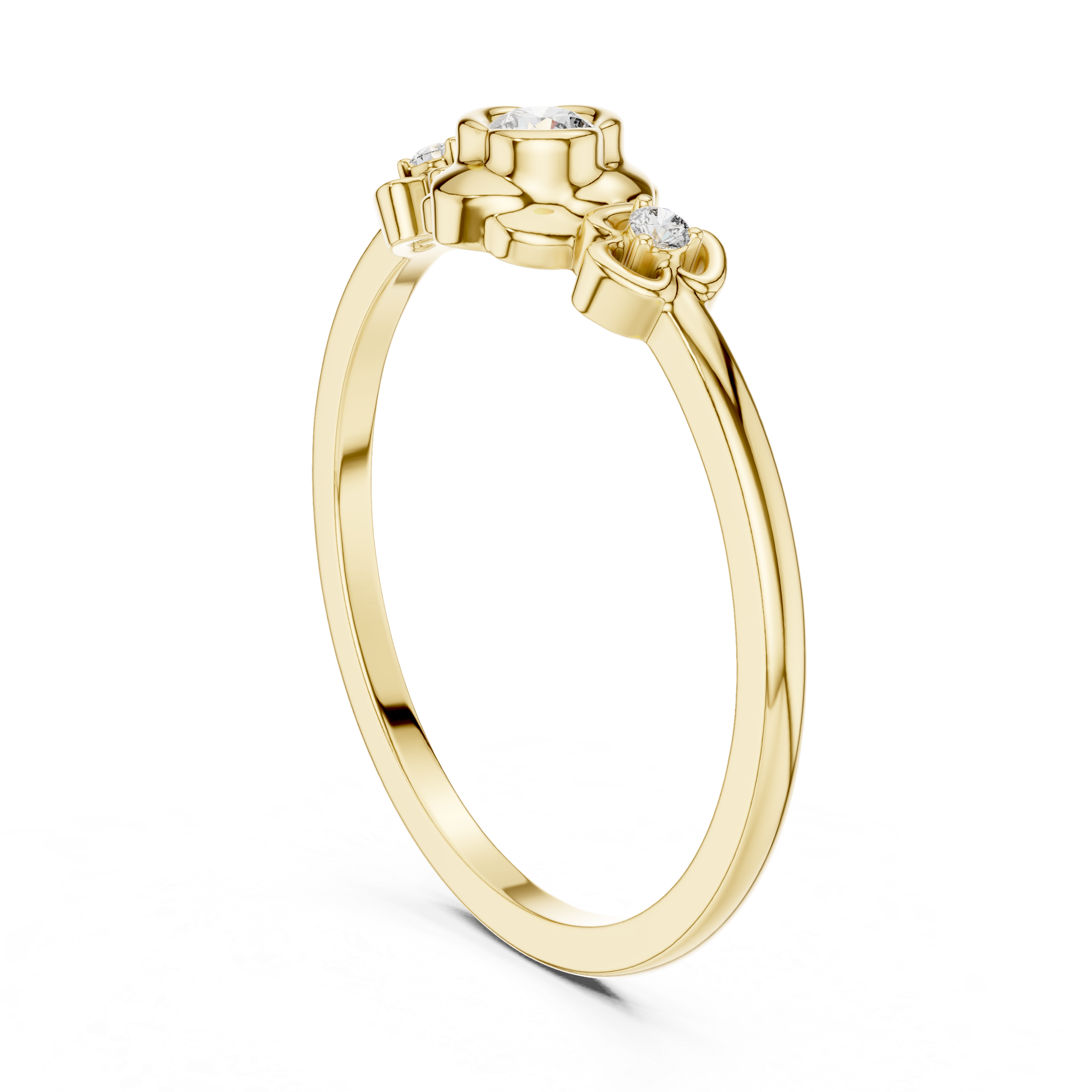 Vintage Three-Stone Diamond Ring – Floral Bezel Set Promise Ring
