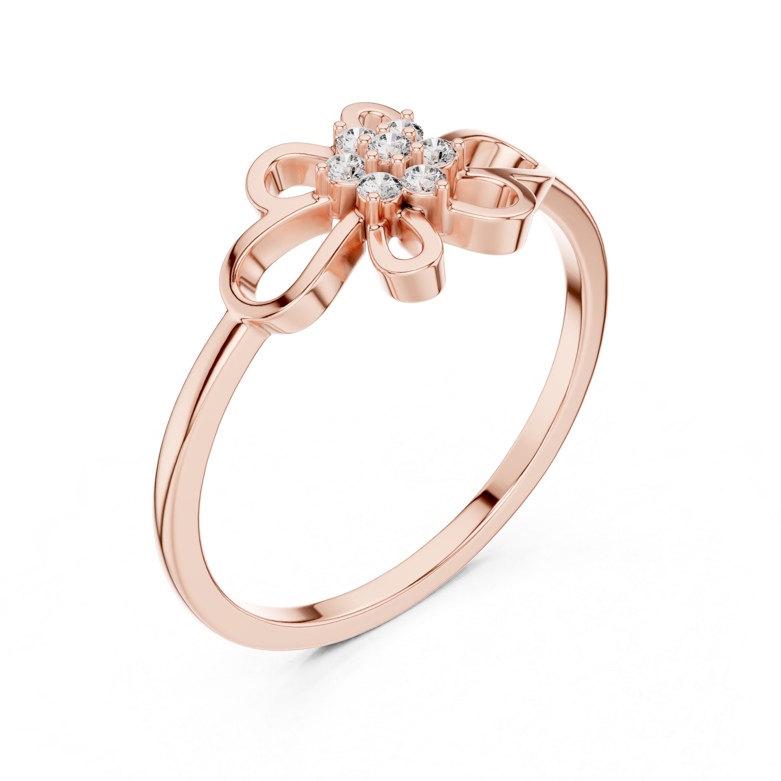 Delicate Openwork Flower Diamond Ring – Minimalist Floral Cluster Ring