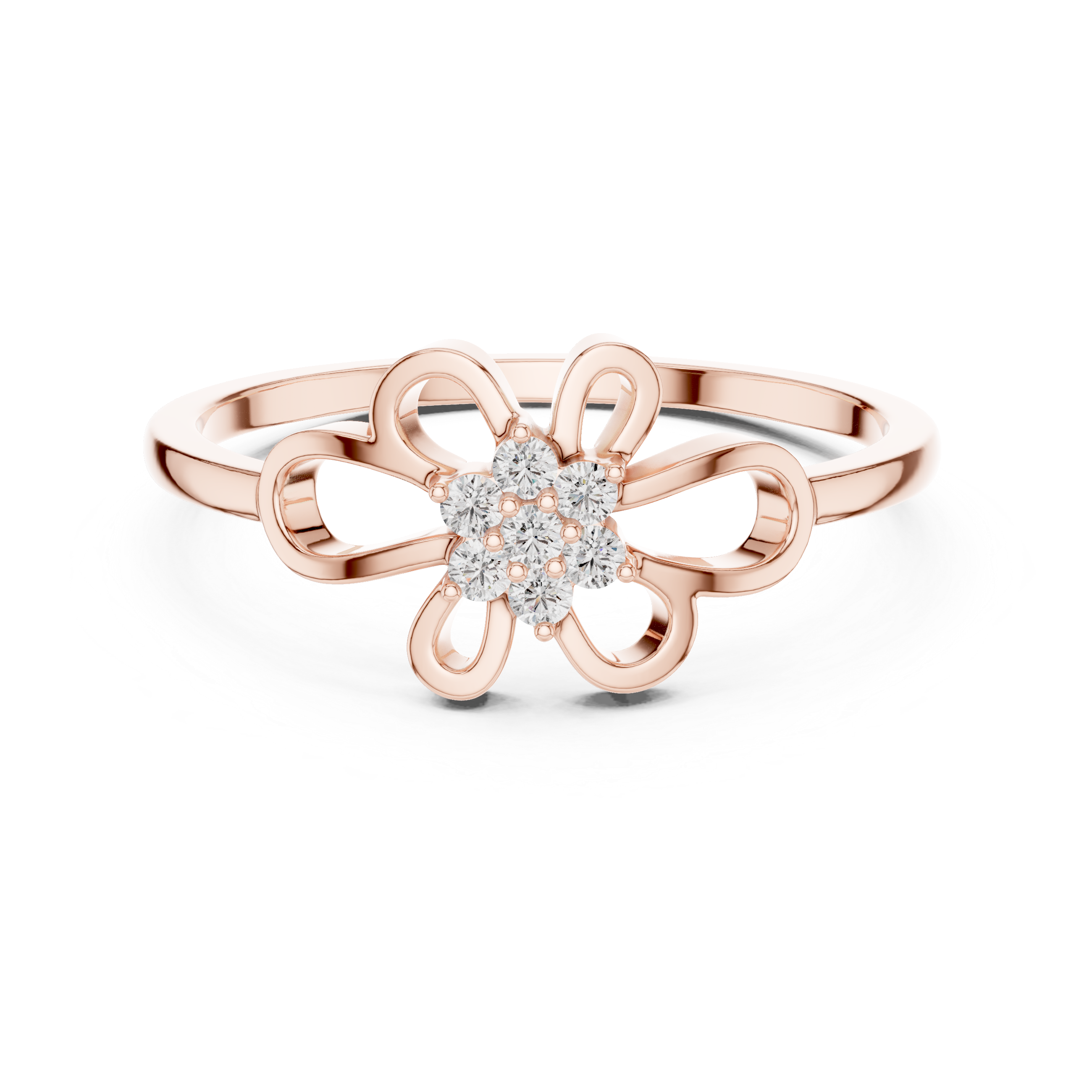 Delicate Openwork Flower Diamond Ring – Minimalist Floral Cluster Ring