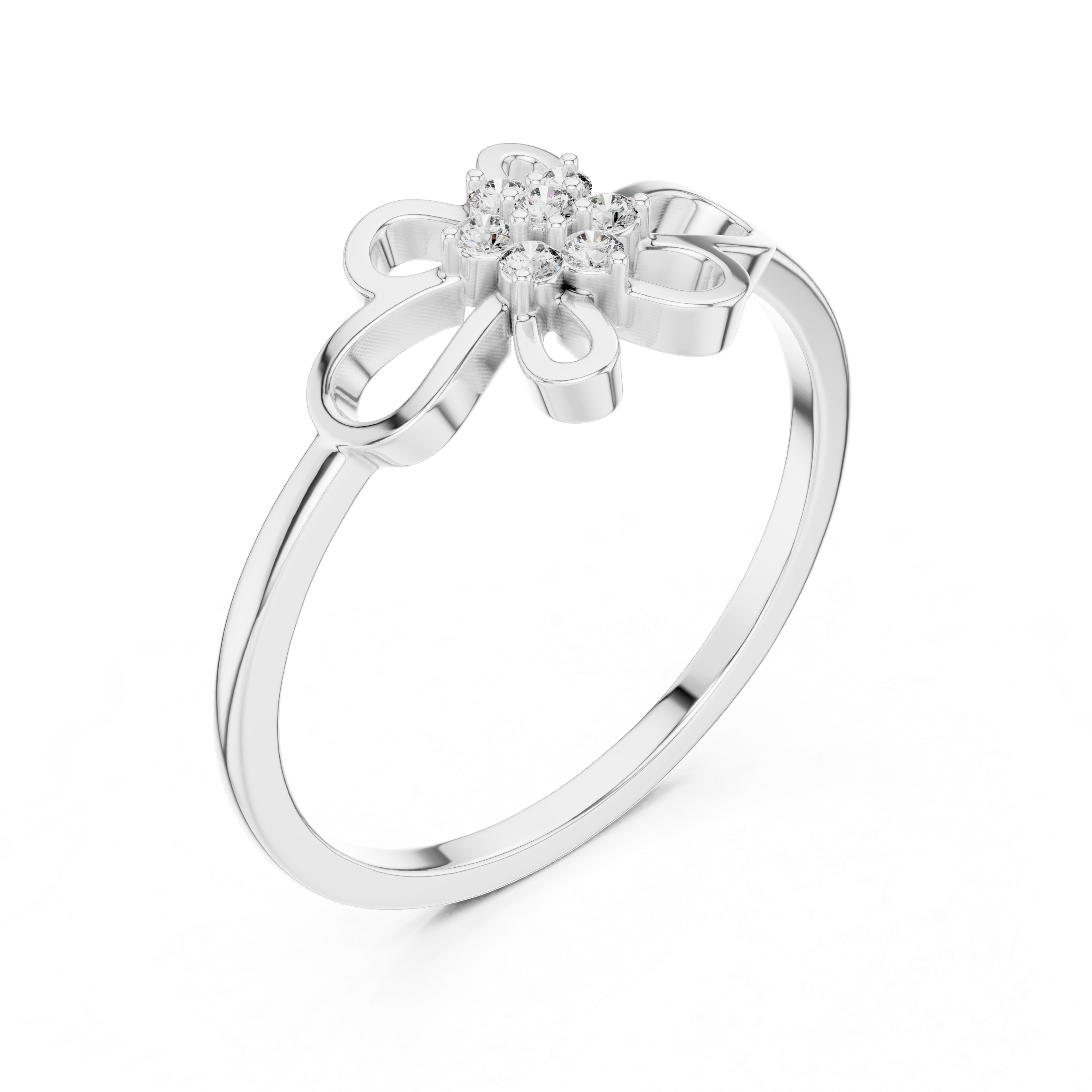 Delicate Openwork Flower Diamond Ring – Minimalist Floral Cluster Ring