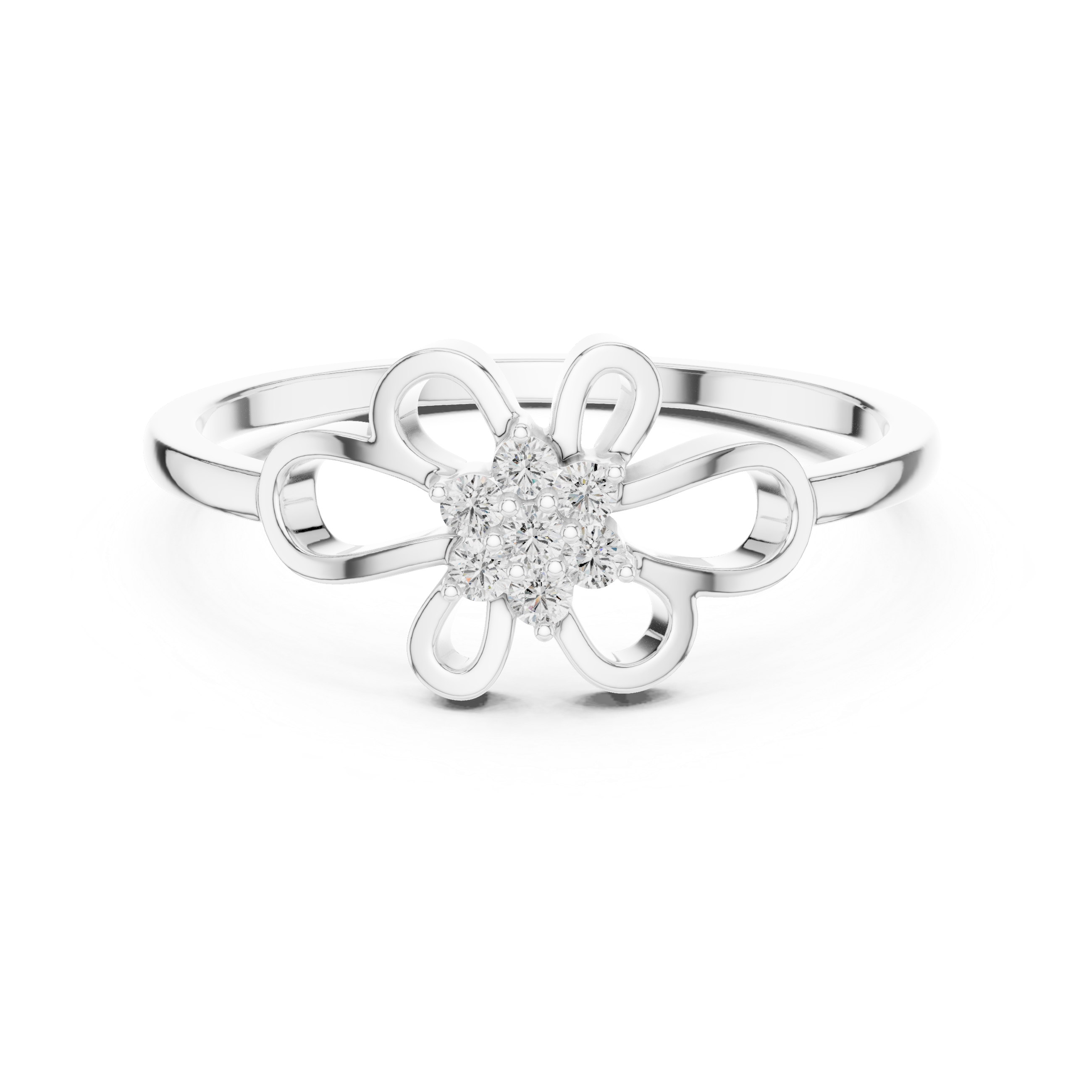Delicate Openwork Flower Diamond Ring – Minimalist Floral Cluster Ring