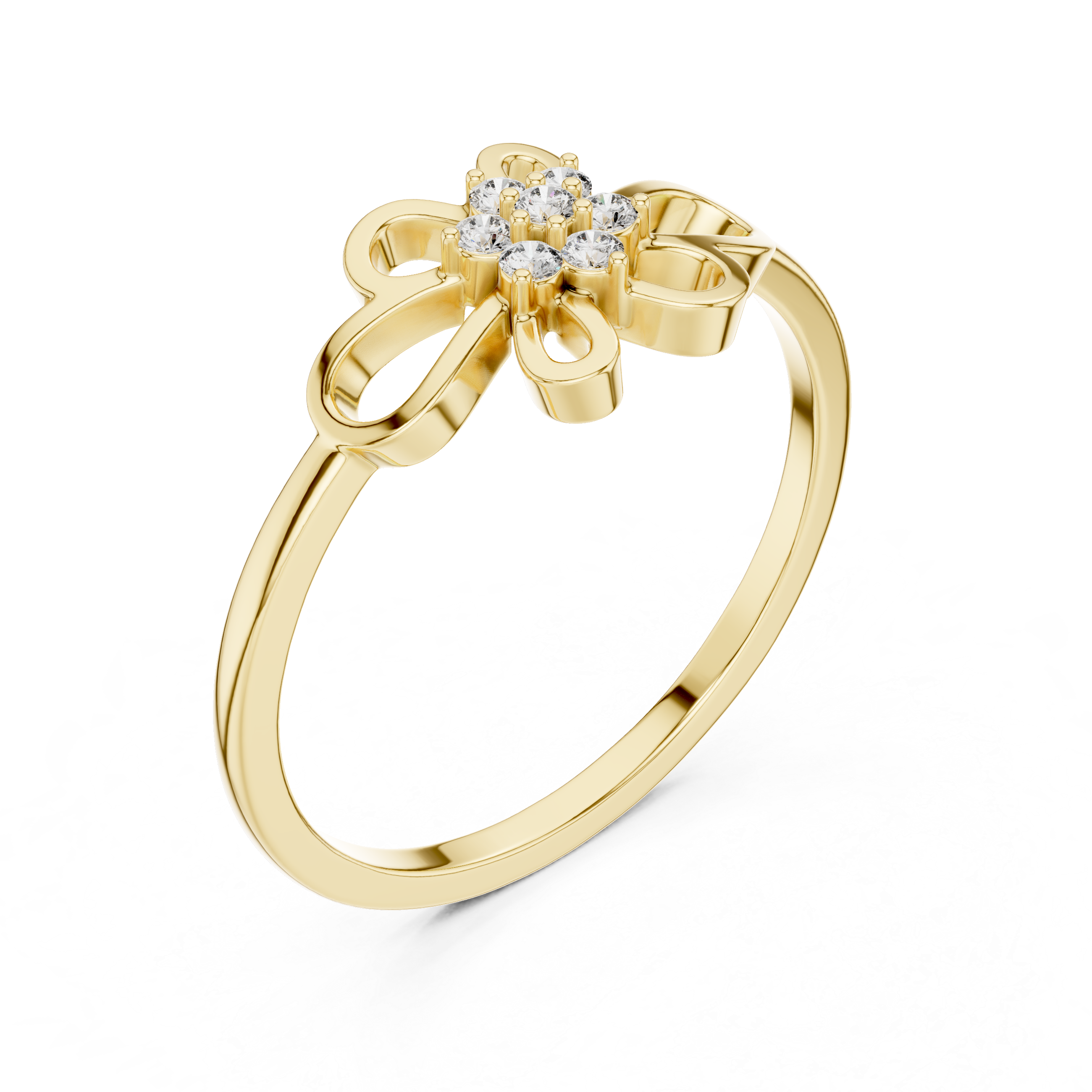 Delicate Openwork Flower Diamond Ring – Minimalist Floral Cluster Ring