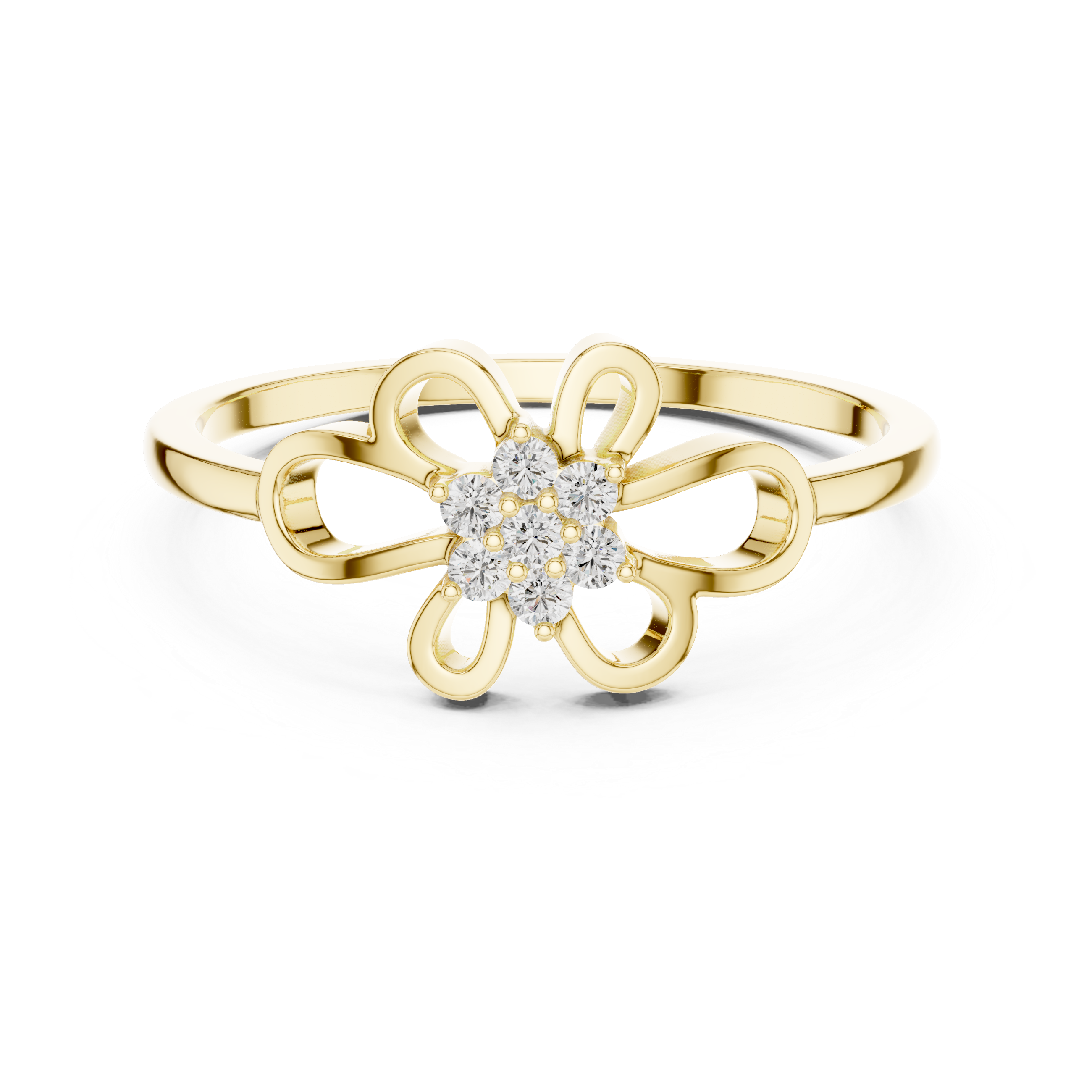 Delicate Openwork Flower Diamond Ring – Minimalist Floral Cluster Ring