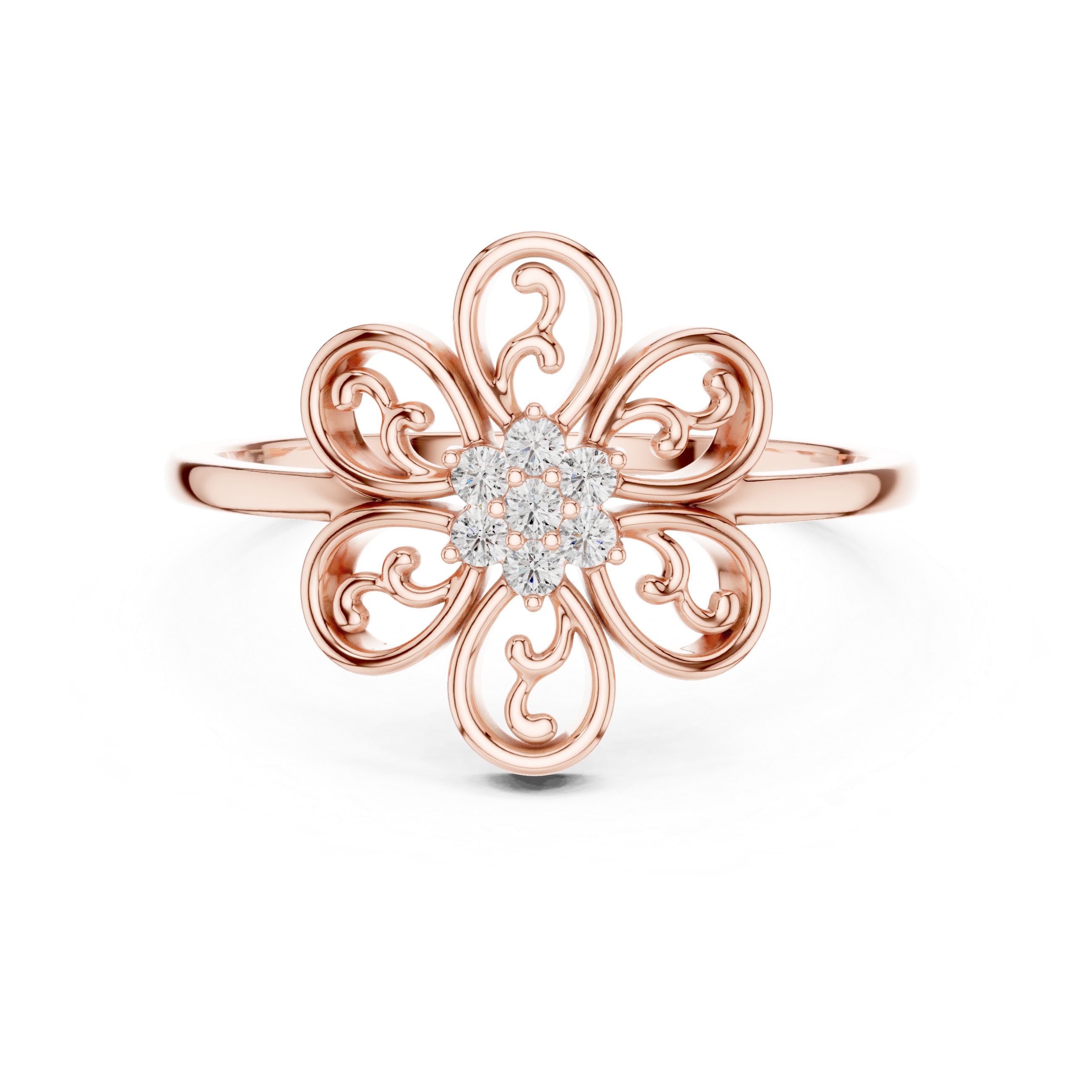 Vintage Floral Diamond Ring – Openwork Filigree Flower Statement Ring