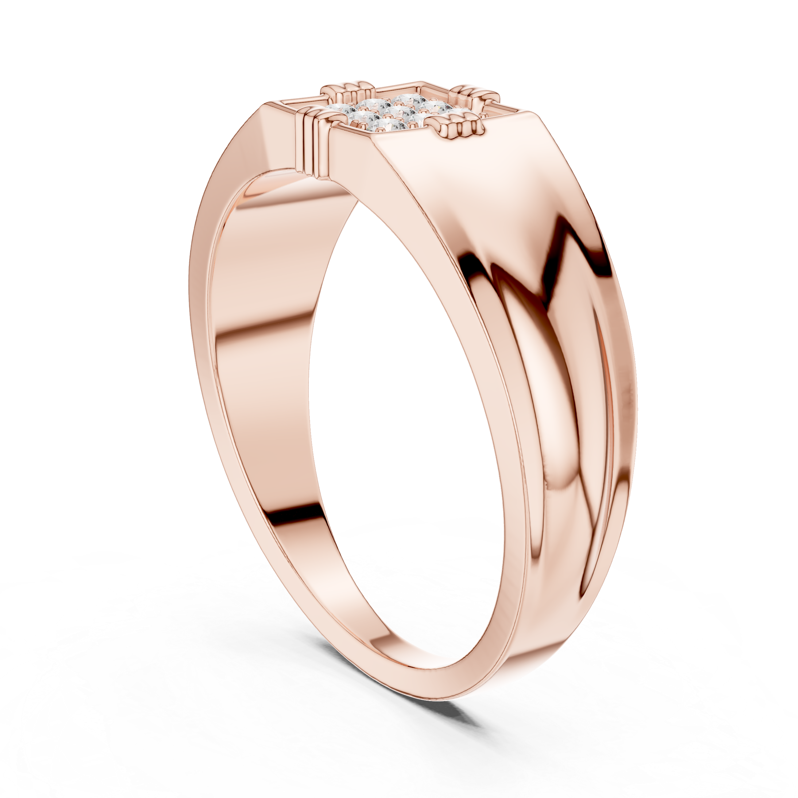 Men’s Square Diamond Cluster Signet Ring – Classic Geometric Statement Ring