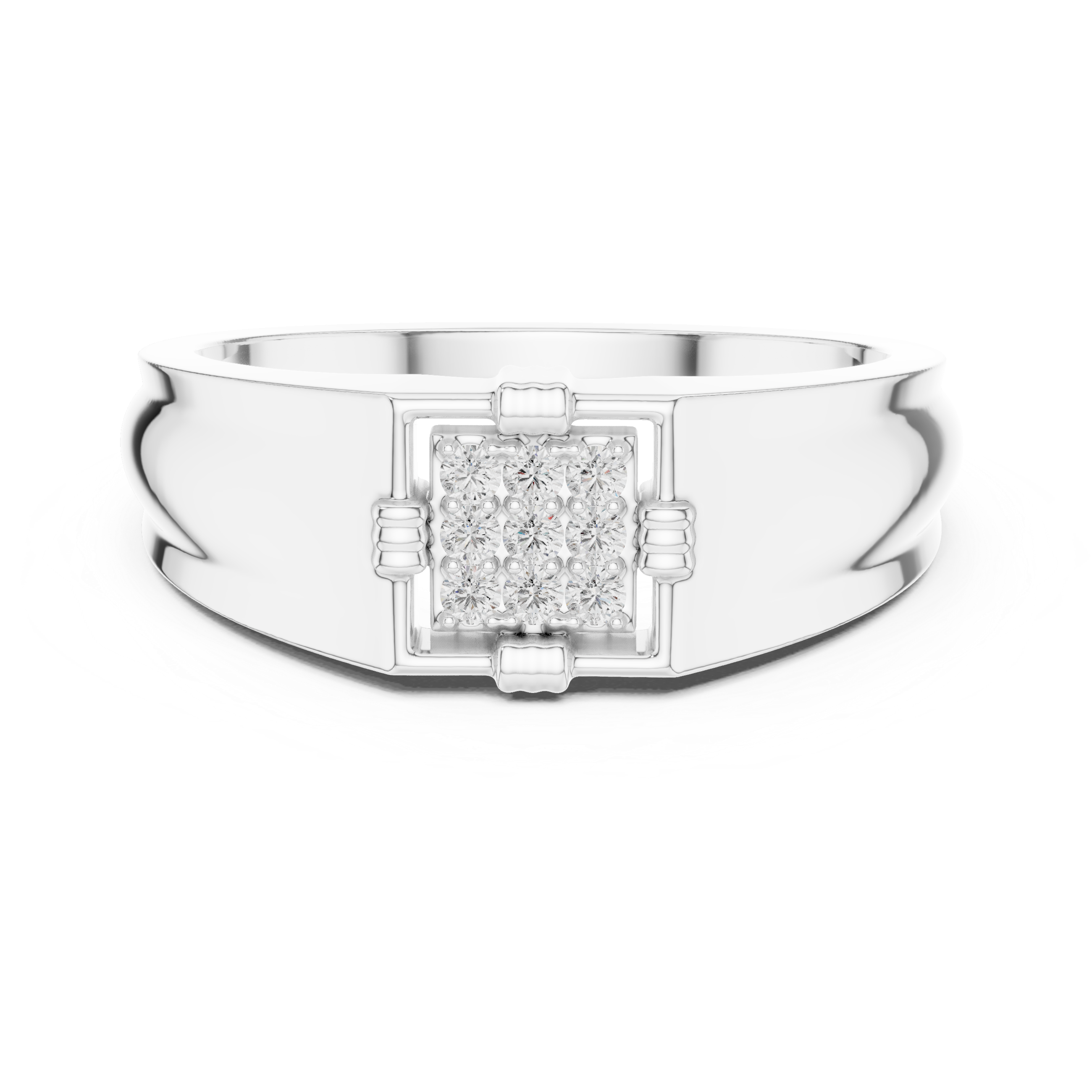 Men’s Square Diamond Cluster Signet Ring – Classic Geometric Statement Ring