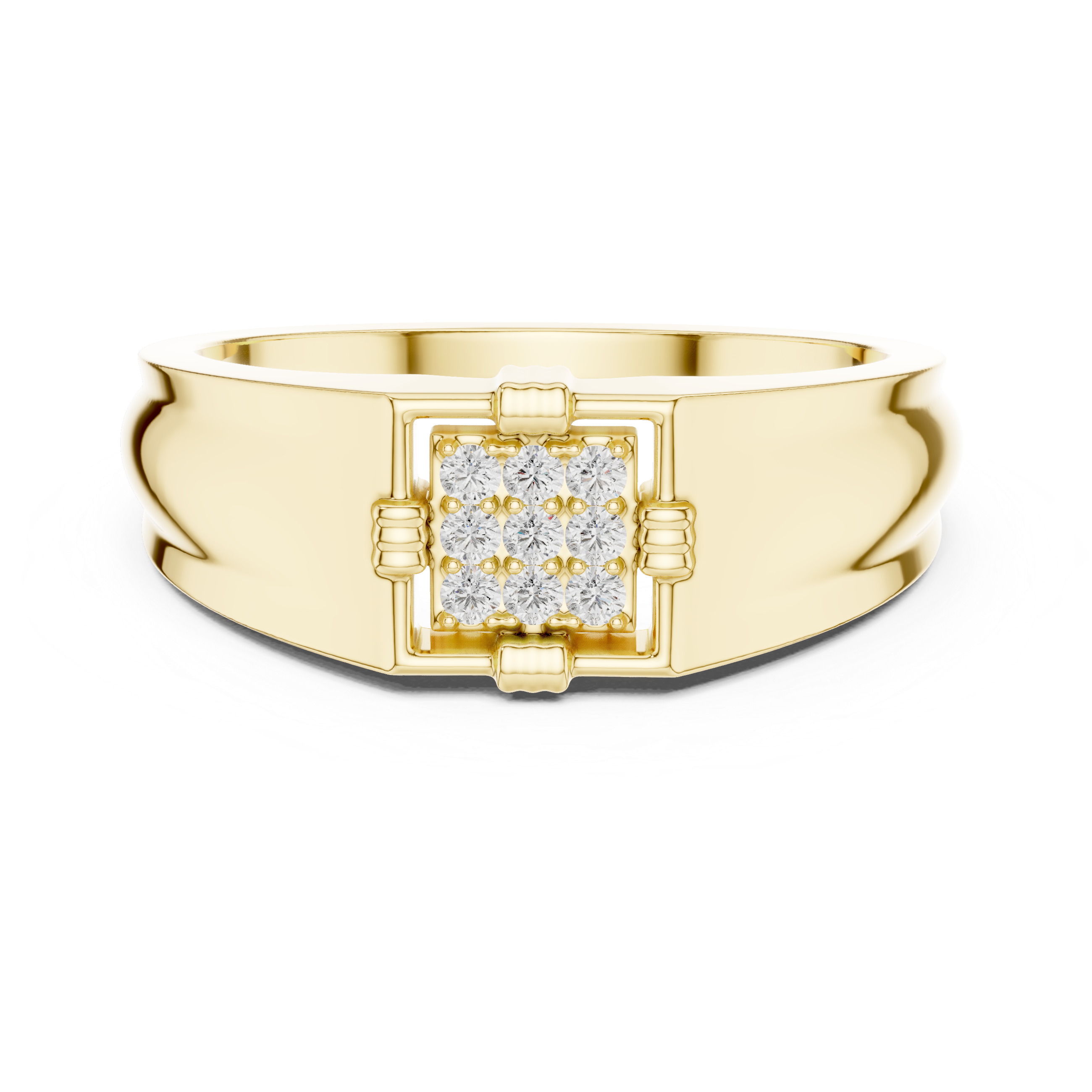 Men’s Square Diamond Cluster Signet Ring – Classic Geometric Statement Ring