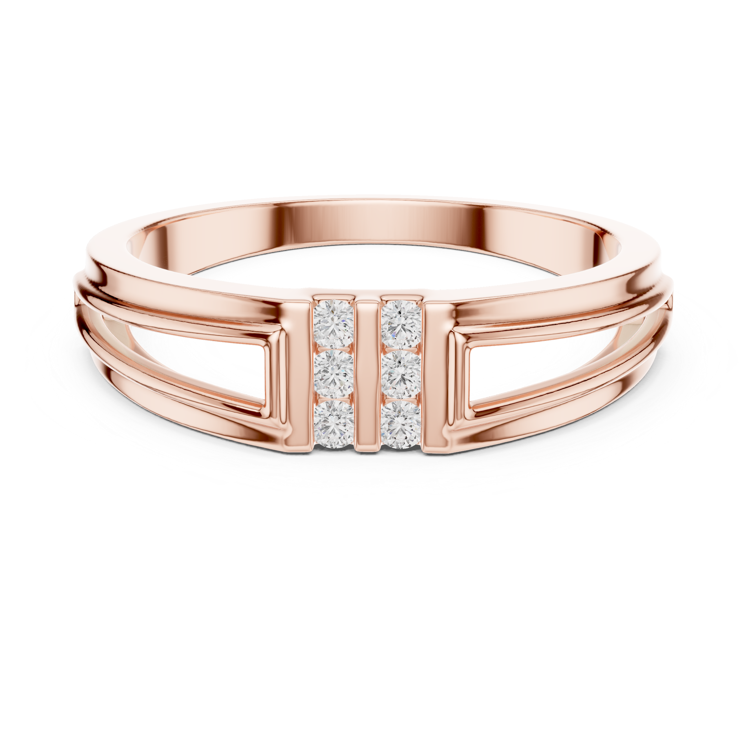 Modern Split Shank Diamond Band Ring – Geometric Channel Set Ring