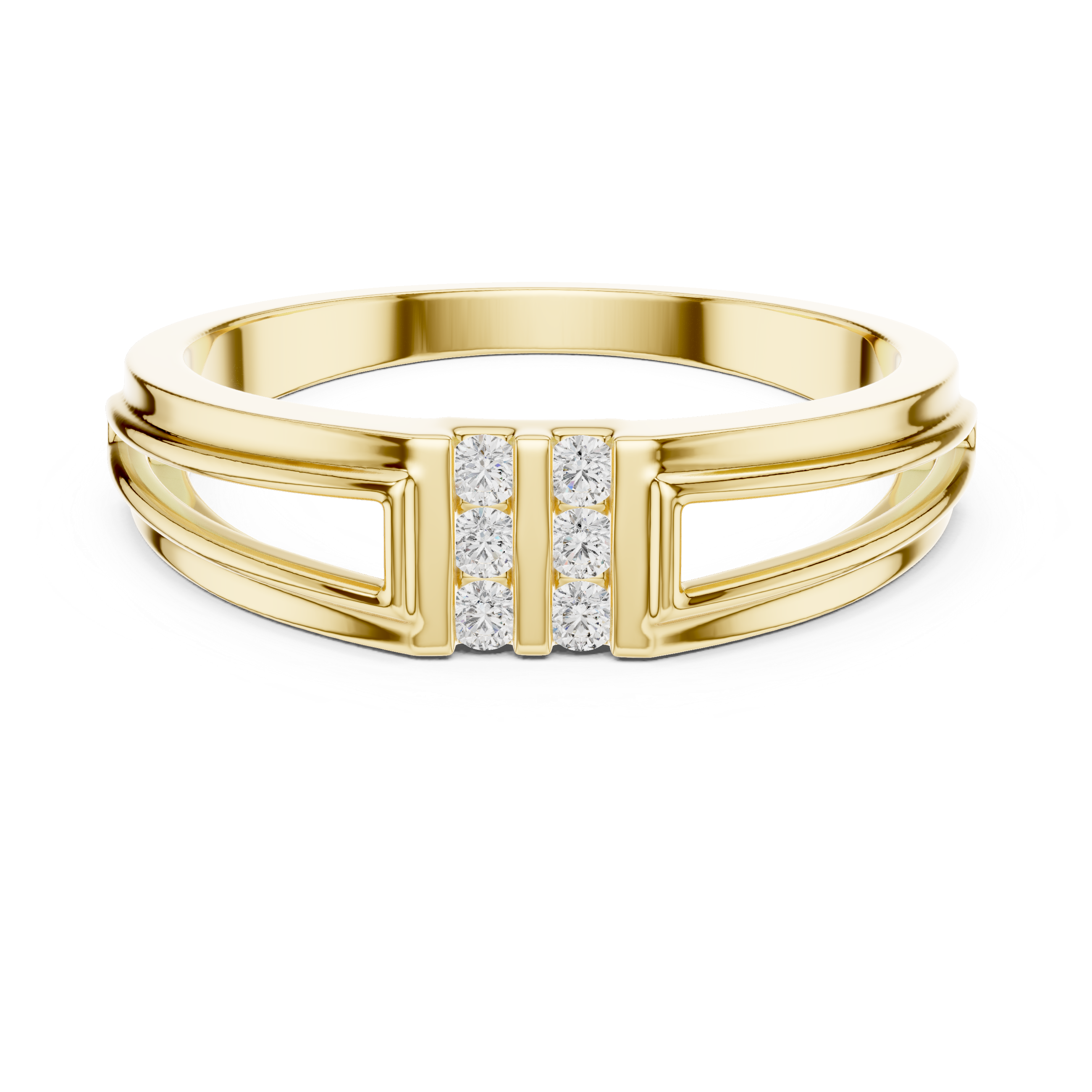 Modern Split Shank Diamond Band Ring – Geometric Channel Set Ring