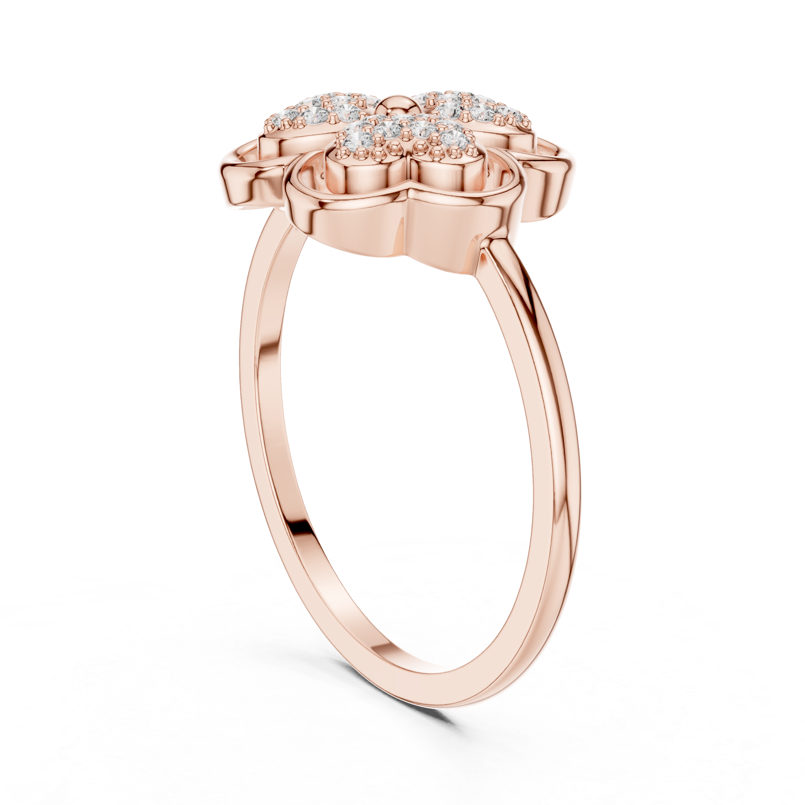 Diamond Four-Leaf Clover Ring – Lucky Floral Pavé Design