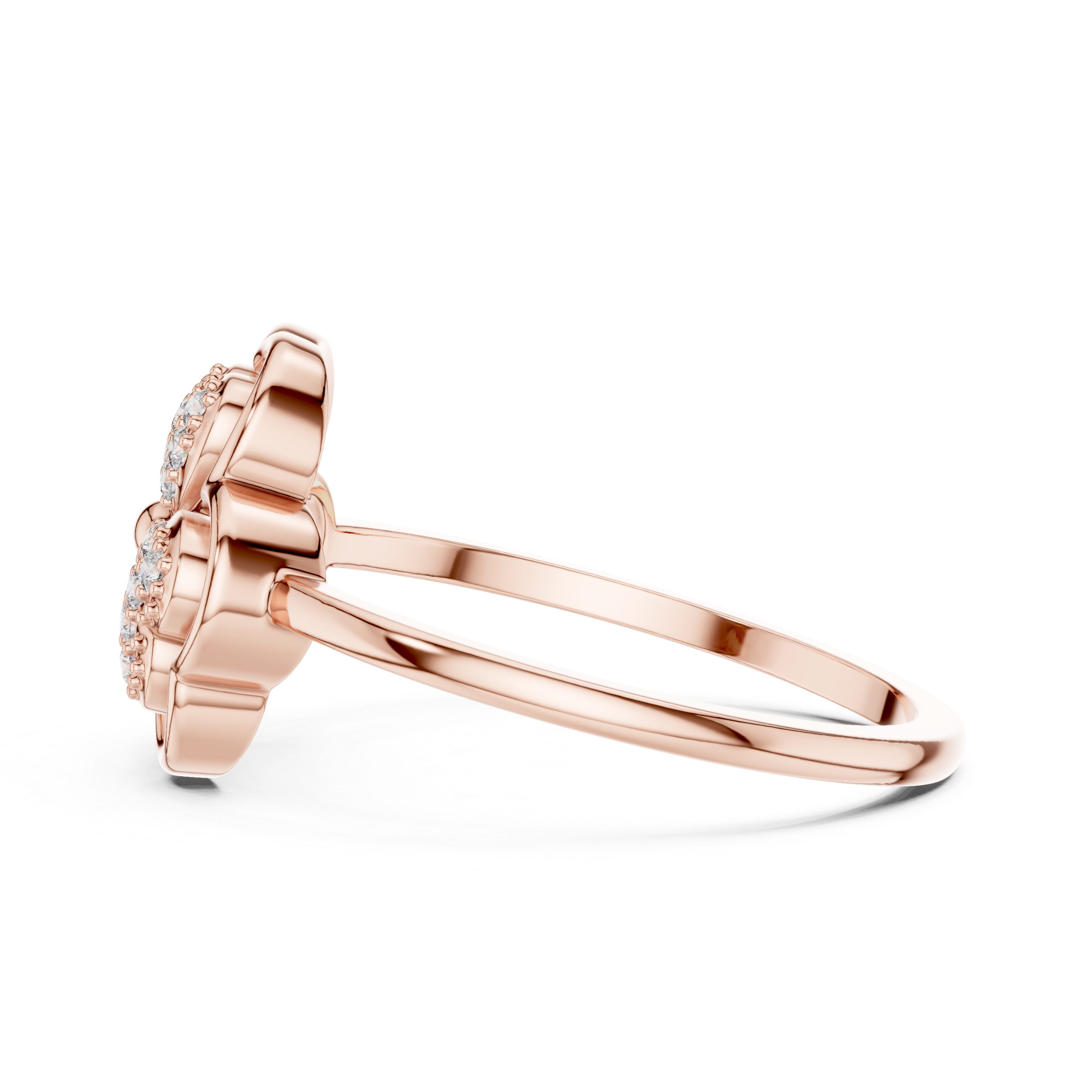 Diamond Four-Leaf Clover Ring – Lucky Floral Pavé Design