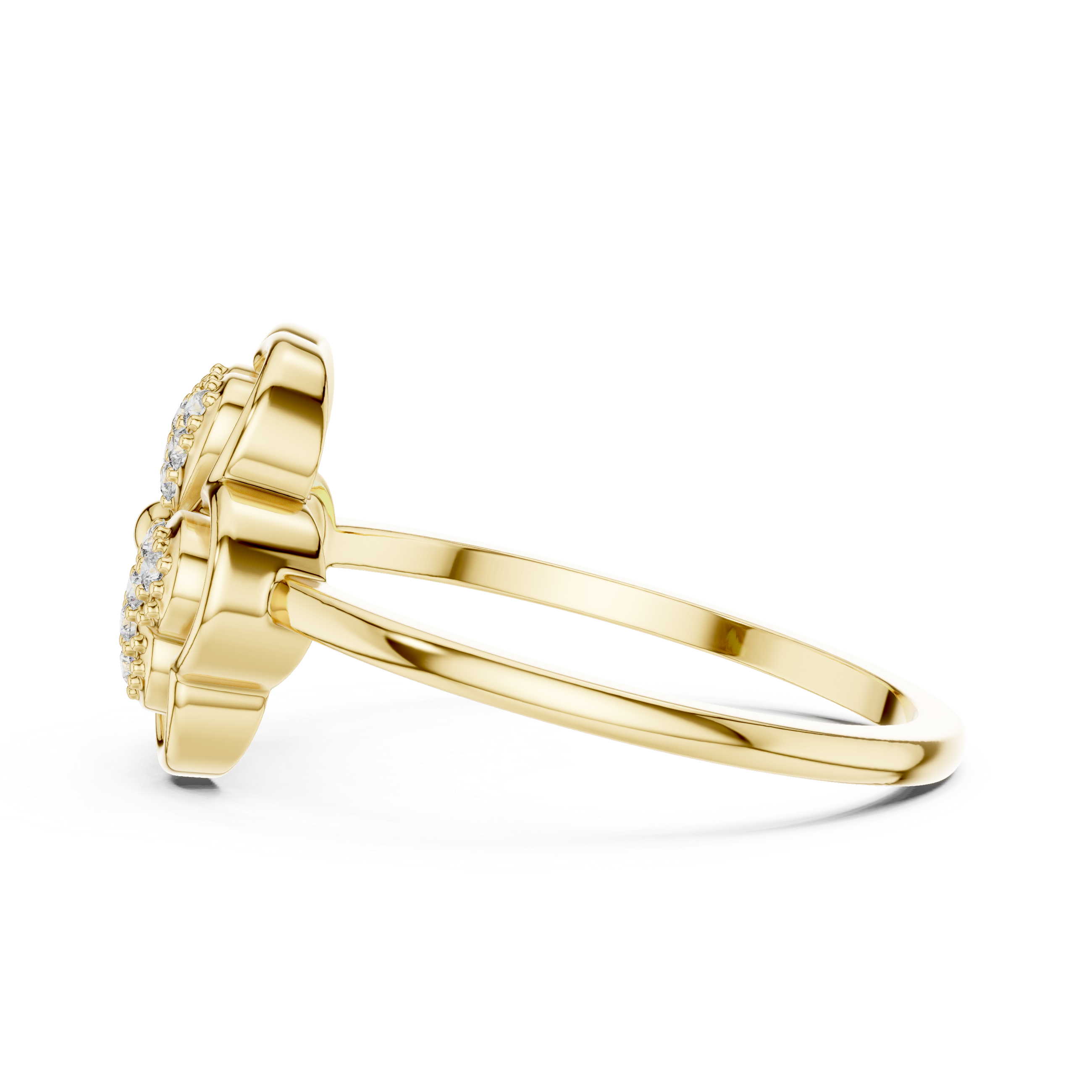 Diamond Four-Leaf Clover Ring – Lucky Floral Pavé Design