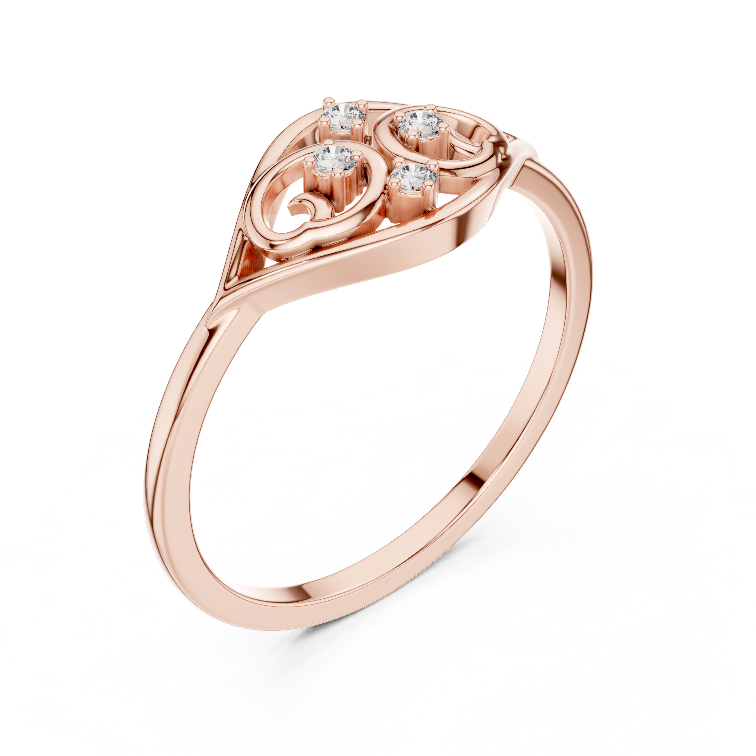 Vintage Scrollwork Diamond Ring with Open Filigree Design