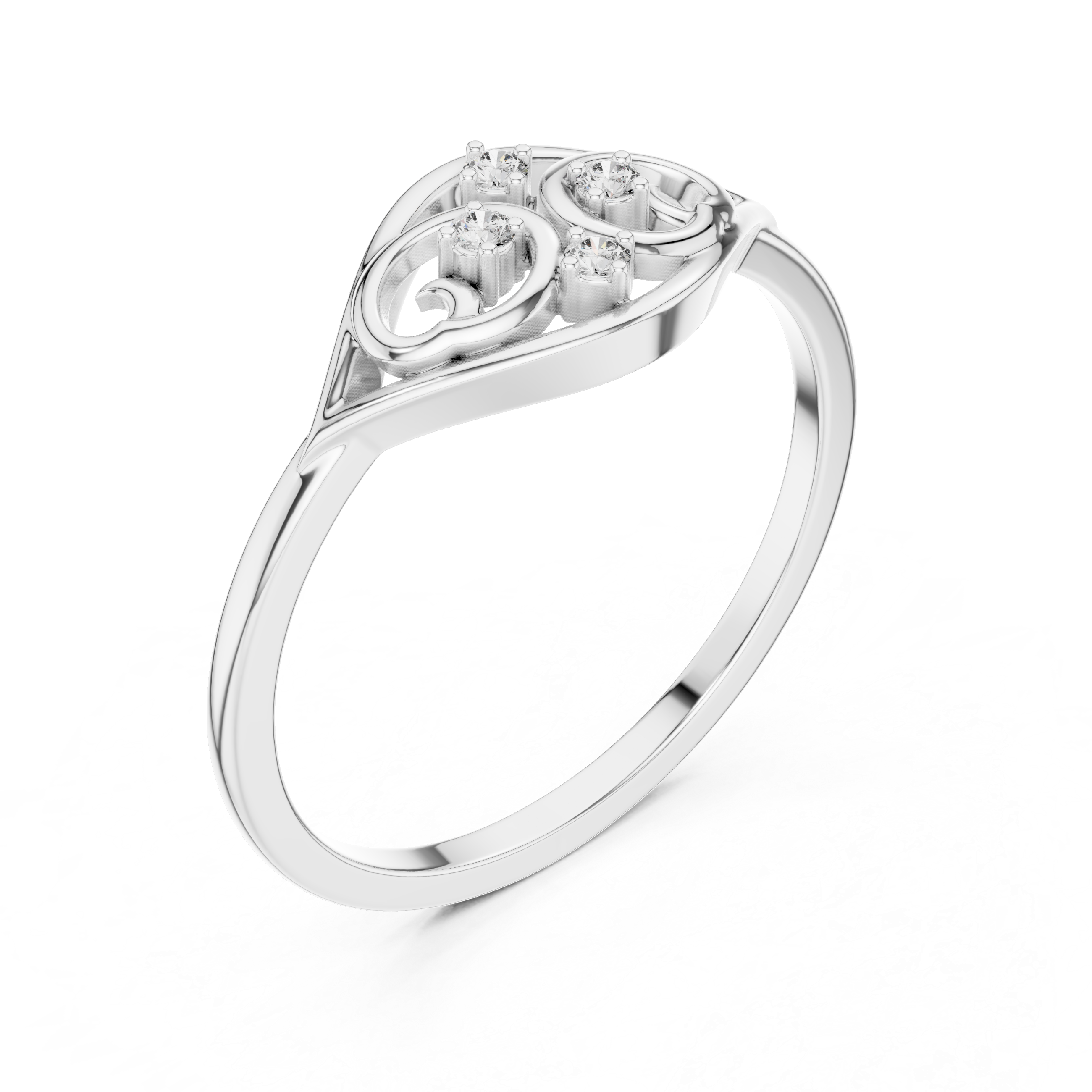 Vintage Scrollwork Diamond Ring with Open Filigree Design