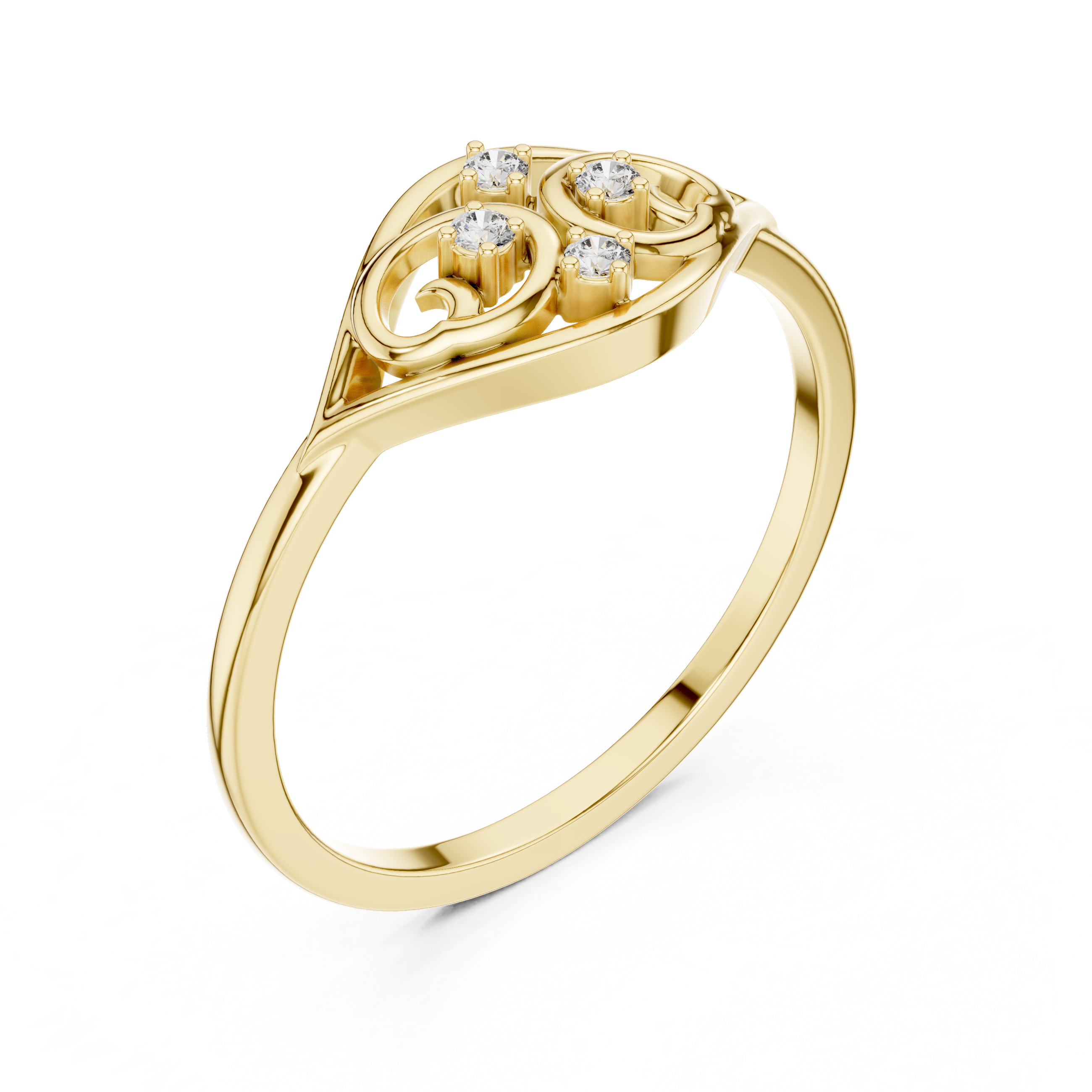 Vintage Scrollwork Diamond Ring with Open Filigree Design