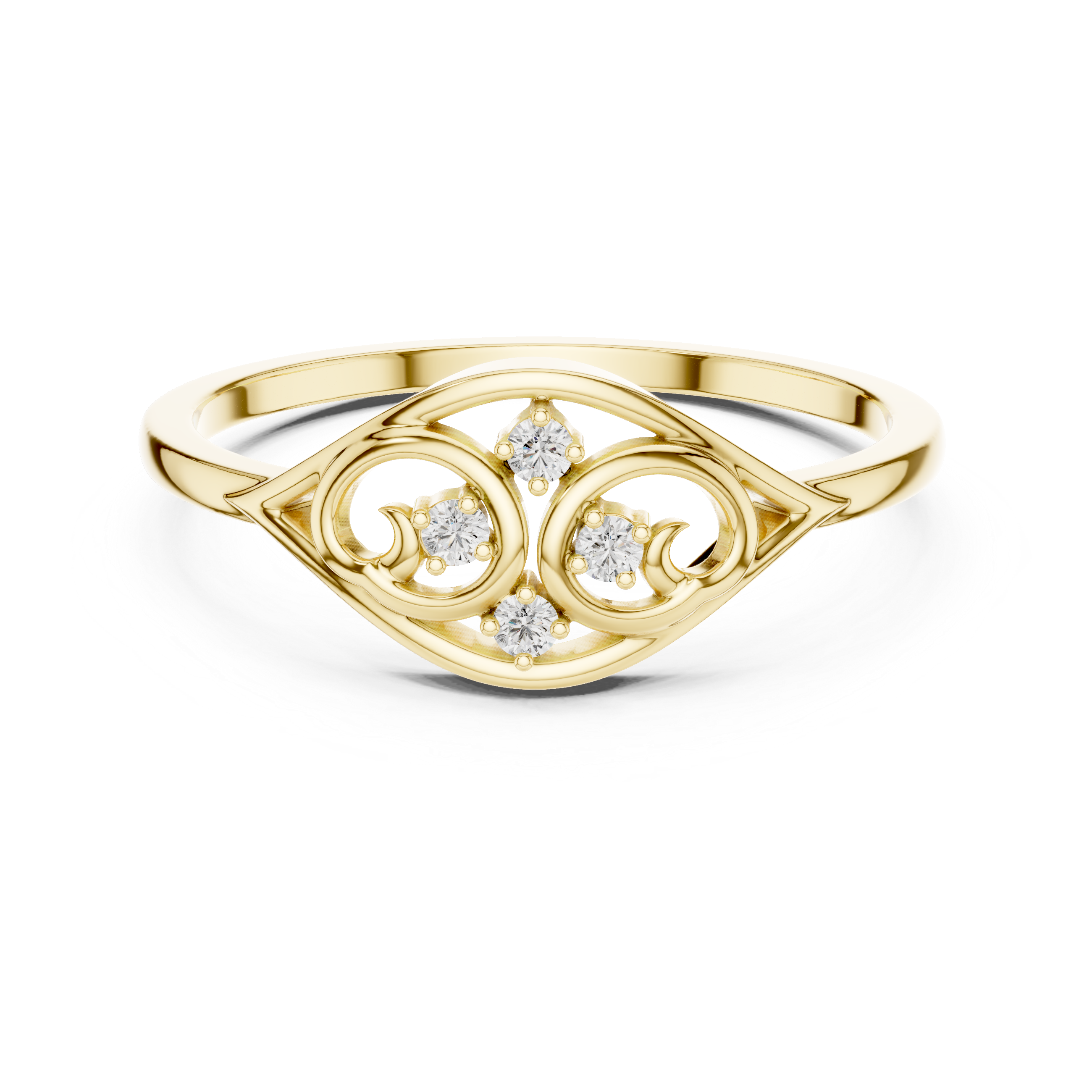 Vintage Scrollwork Diamond Ring with Open Filigree Design