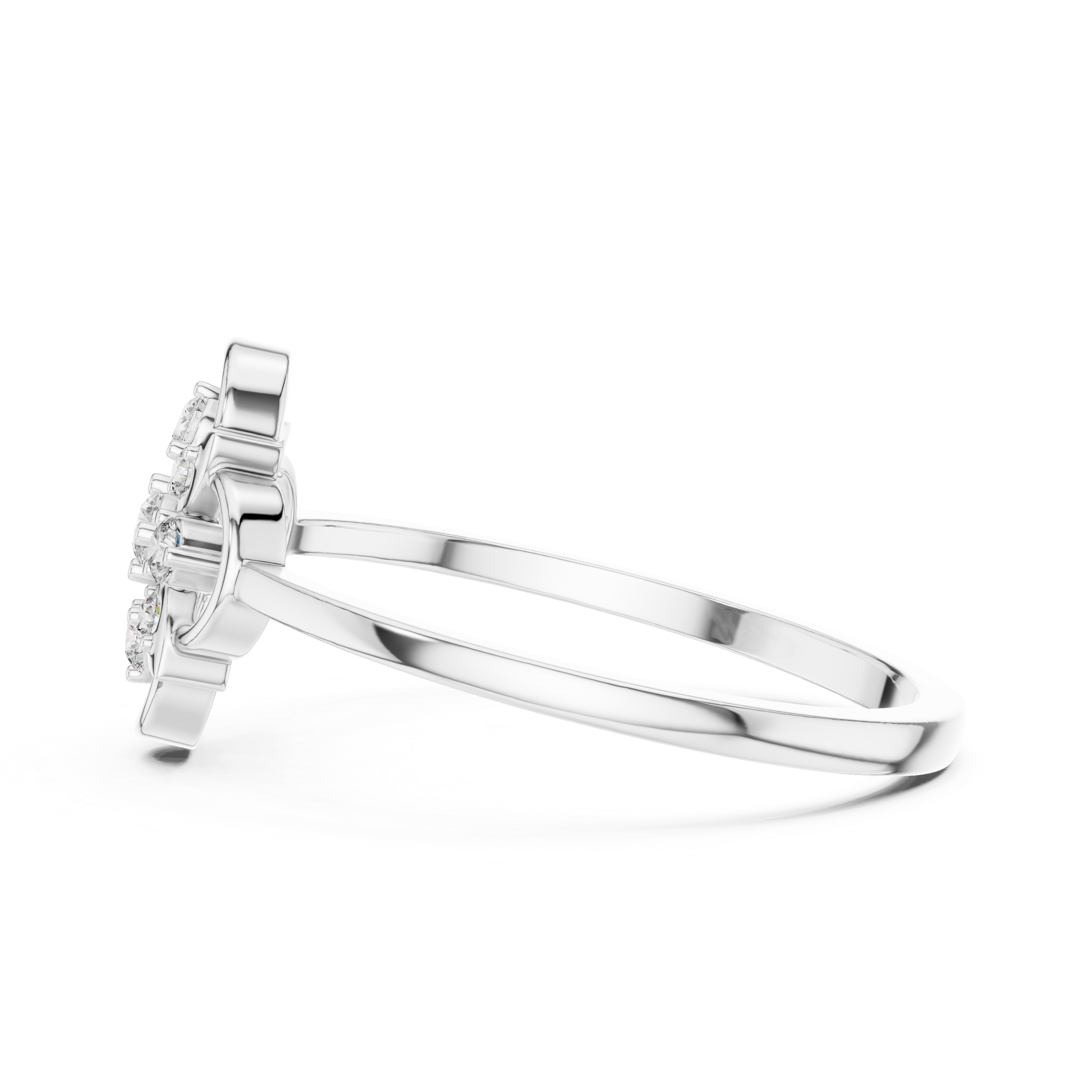 Floral Clover Diamond Ring with Openwork Petal Design