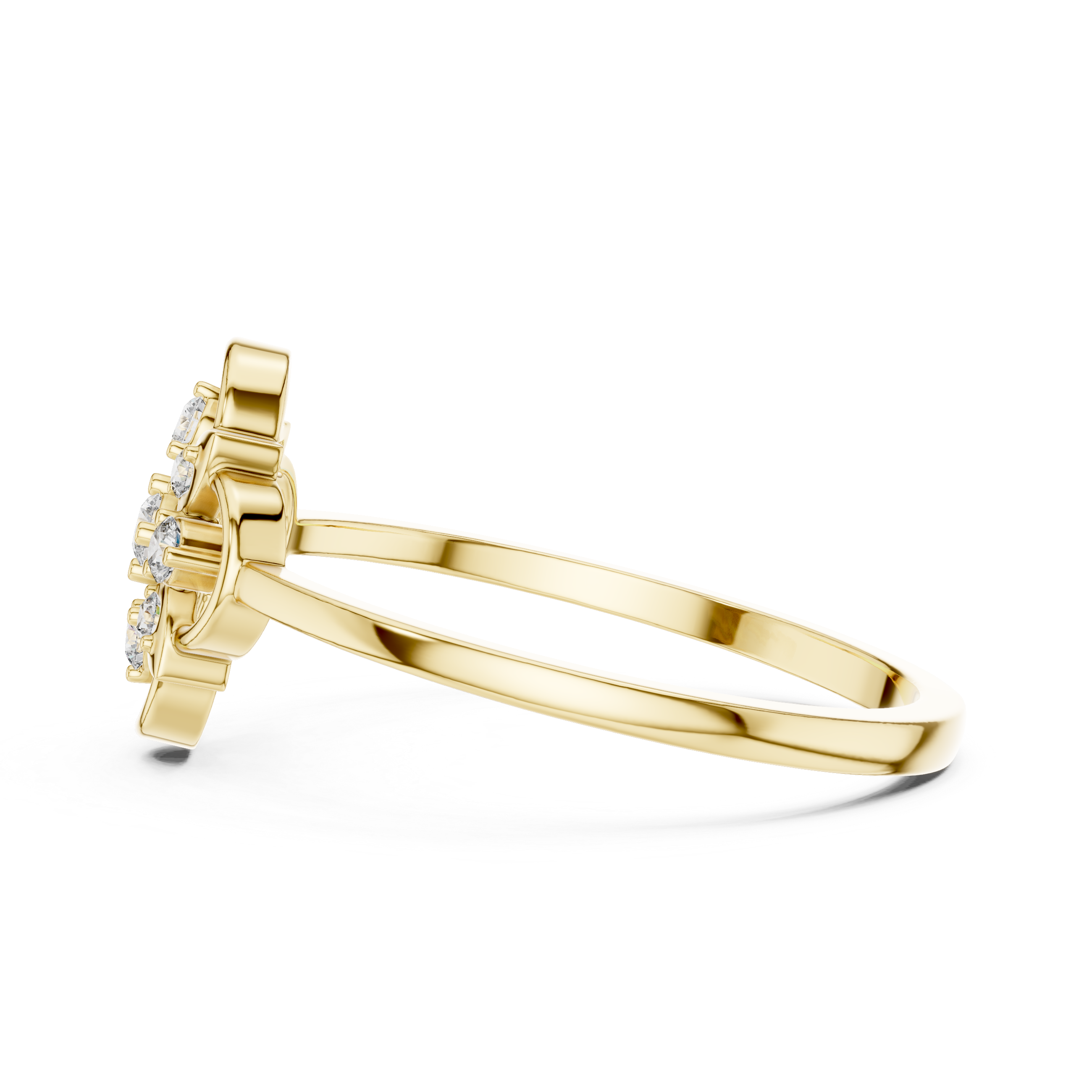 Floral Clover Diamond Ring with Openwork Petal Design