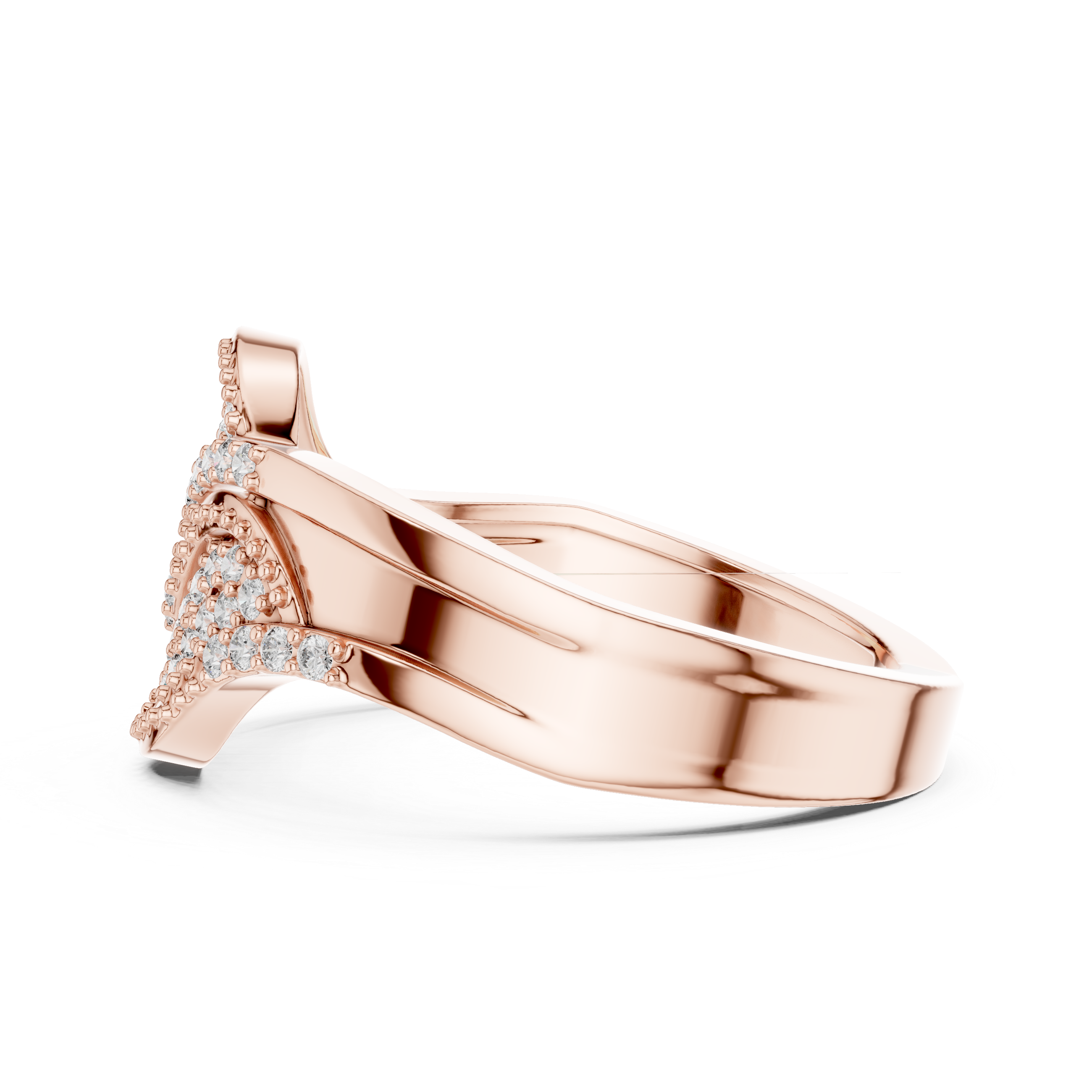 Diamond Wave Crossover Ring with Pavé Setting