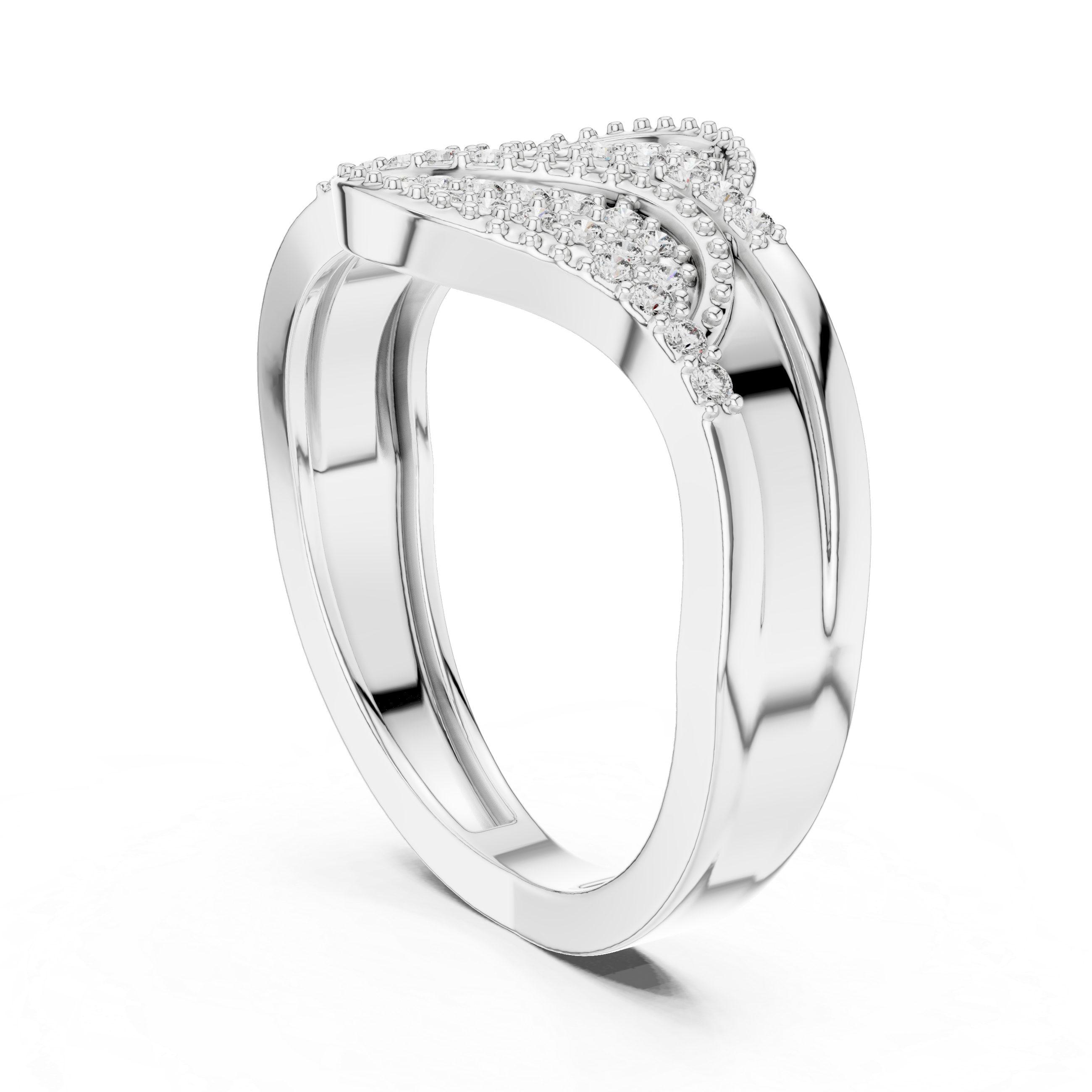Diamond Wave Crossover Ring with Pavé Setting
