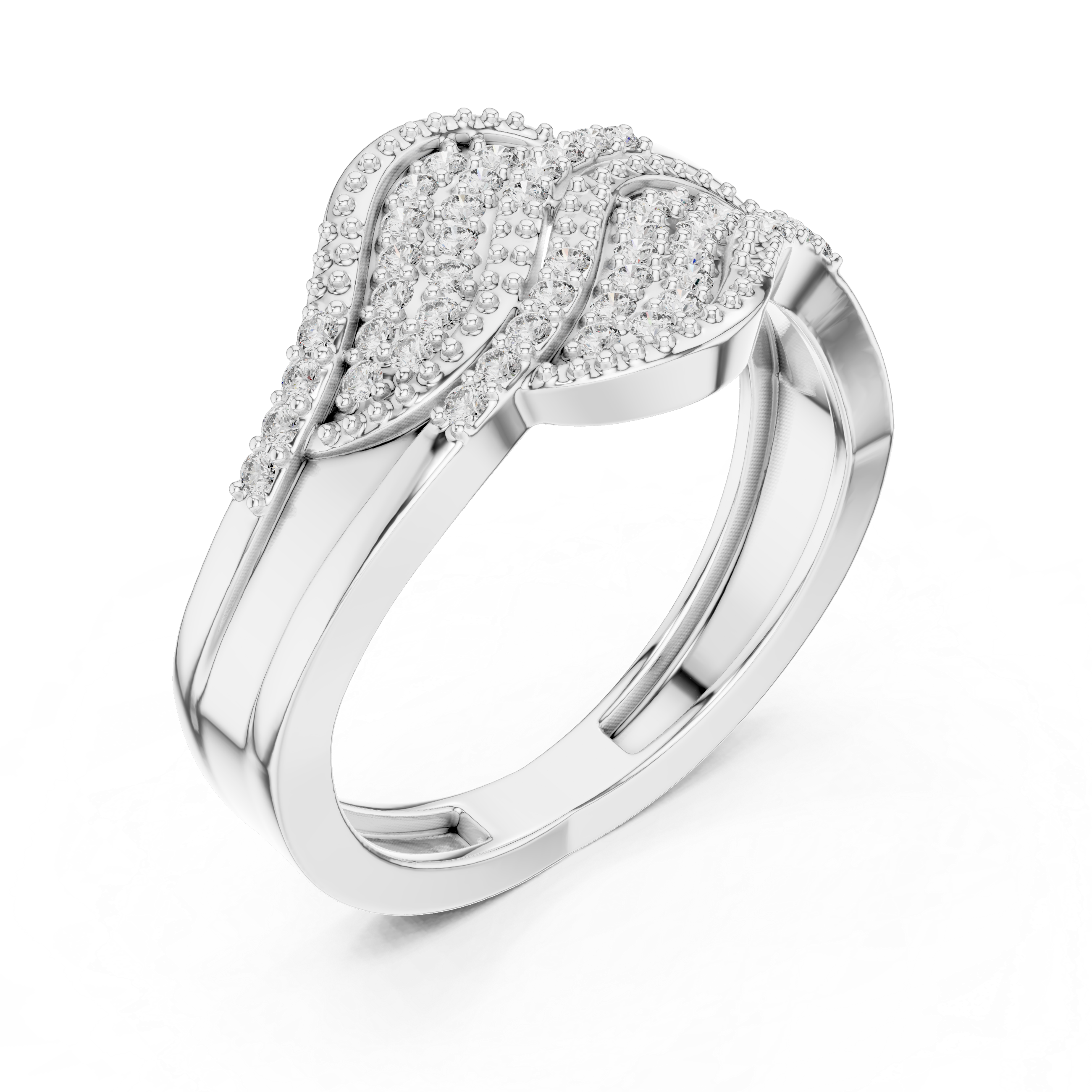 Diamond Wave Crossover Ring with Pavé Setting
