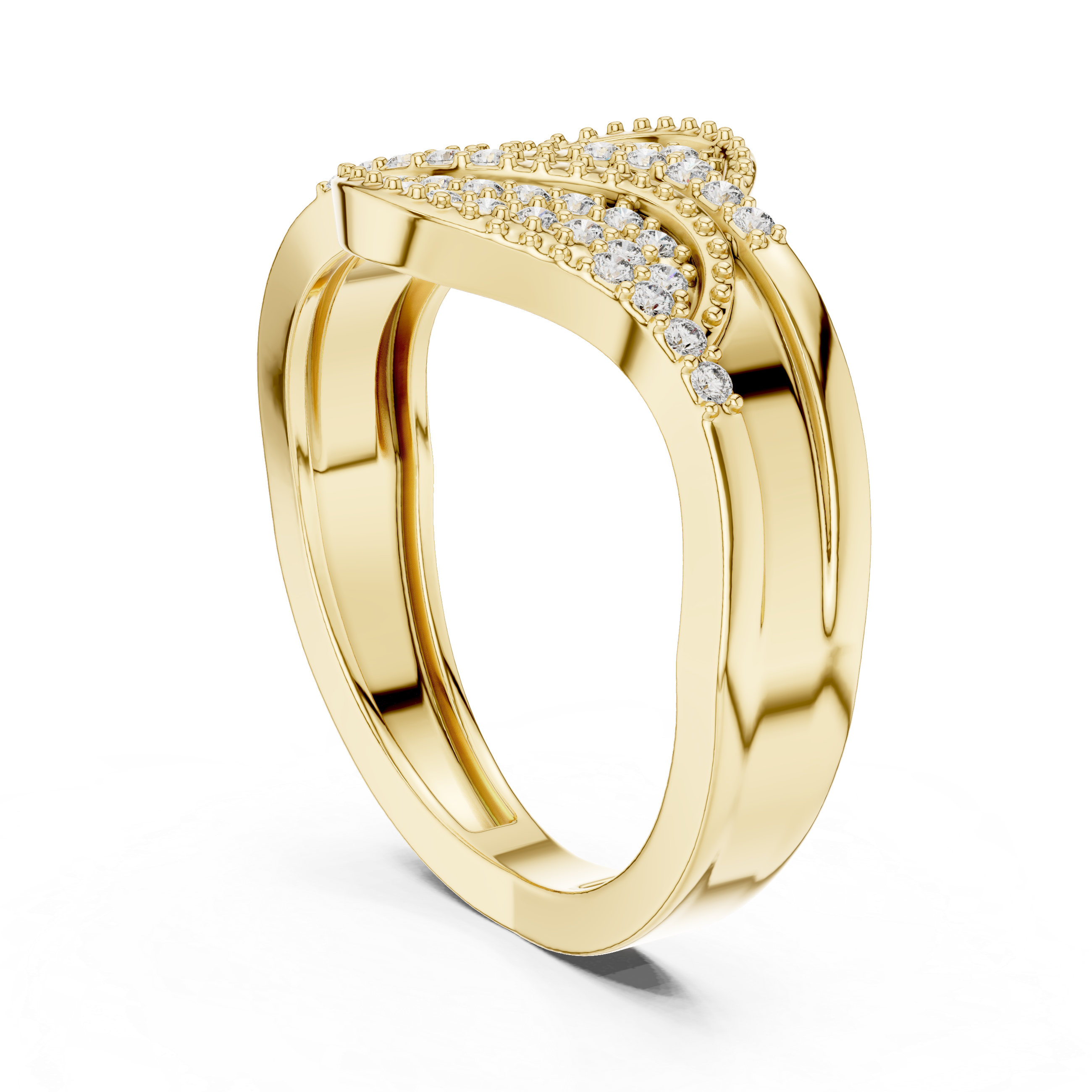 Diamond Wave Crossover Ring with Pavé Setting