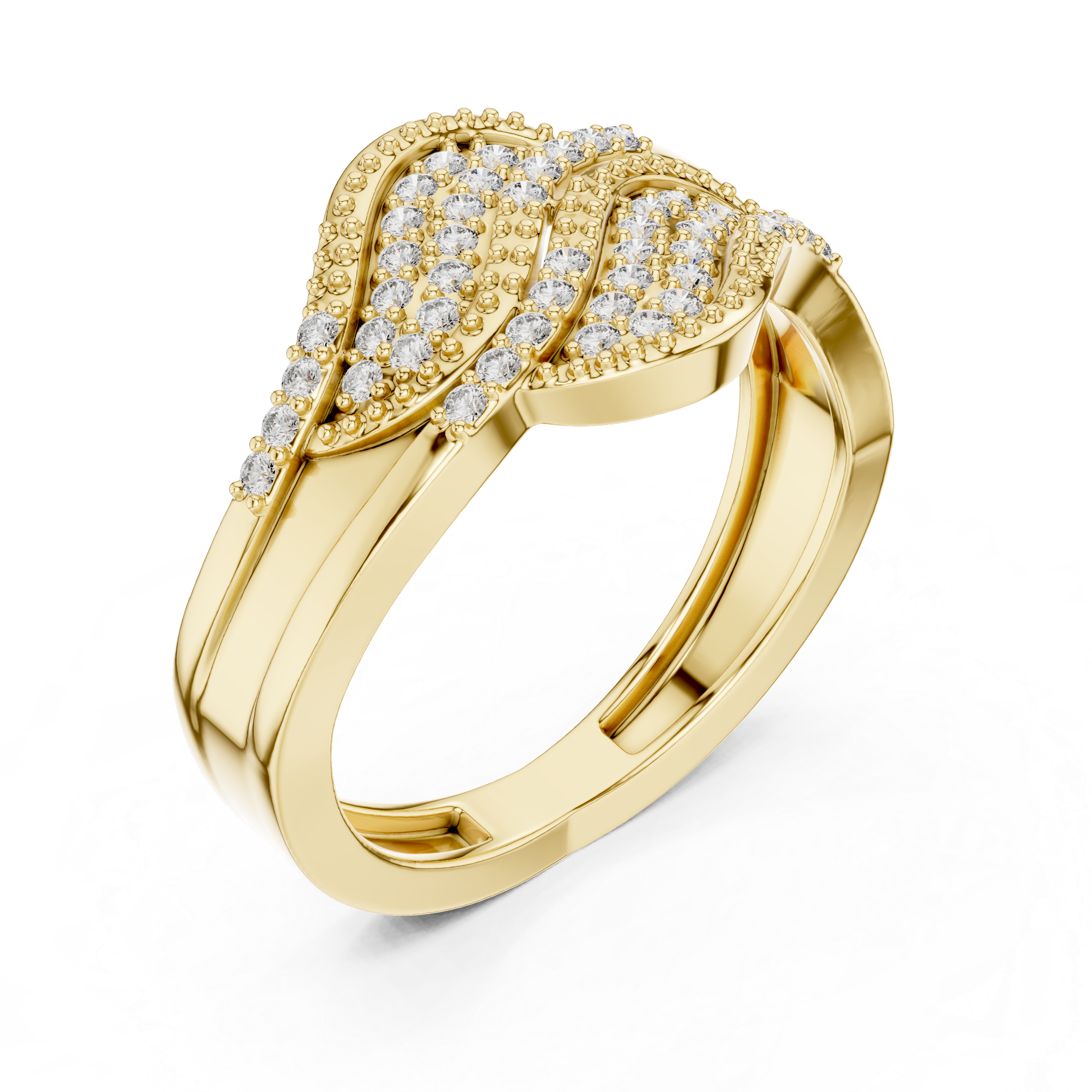 Diamond Wave Crossover Ring with Pavé Setting