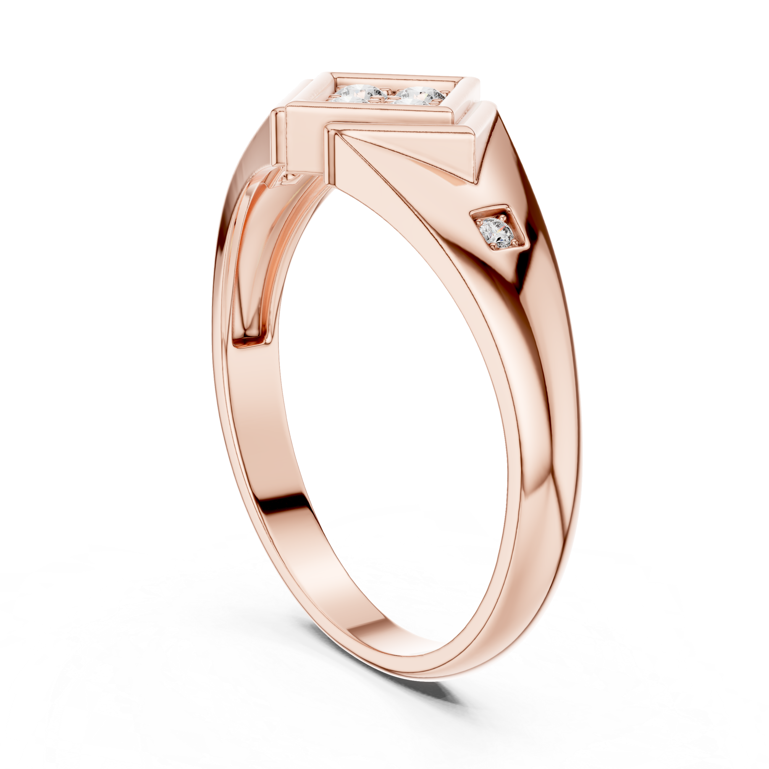 Diamond Cluster Geometric Signet Ring