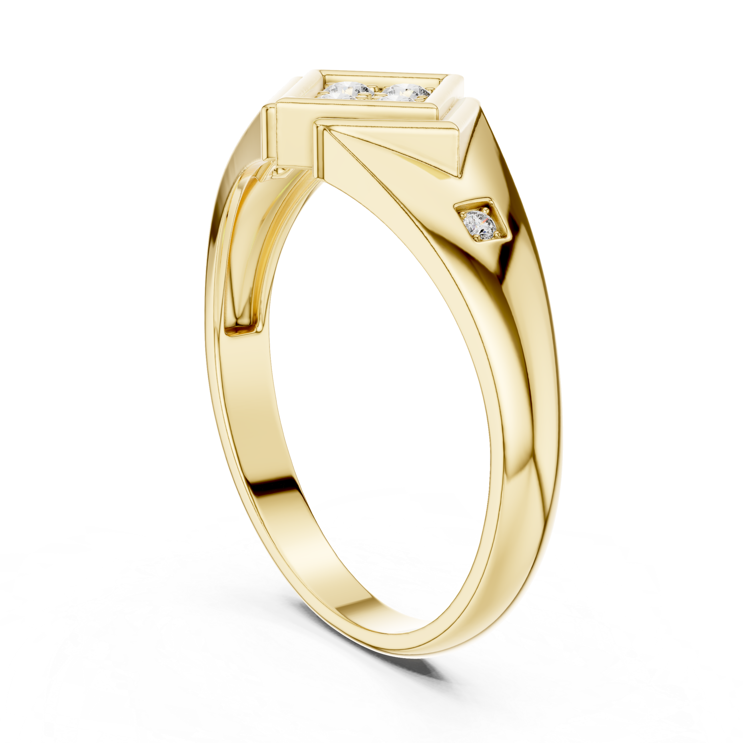 Diamond Cluster Geometric Signet Ring