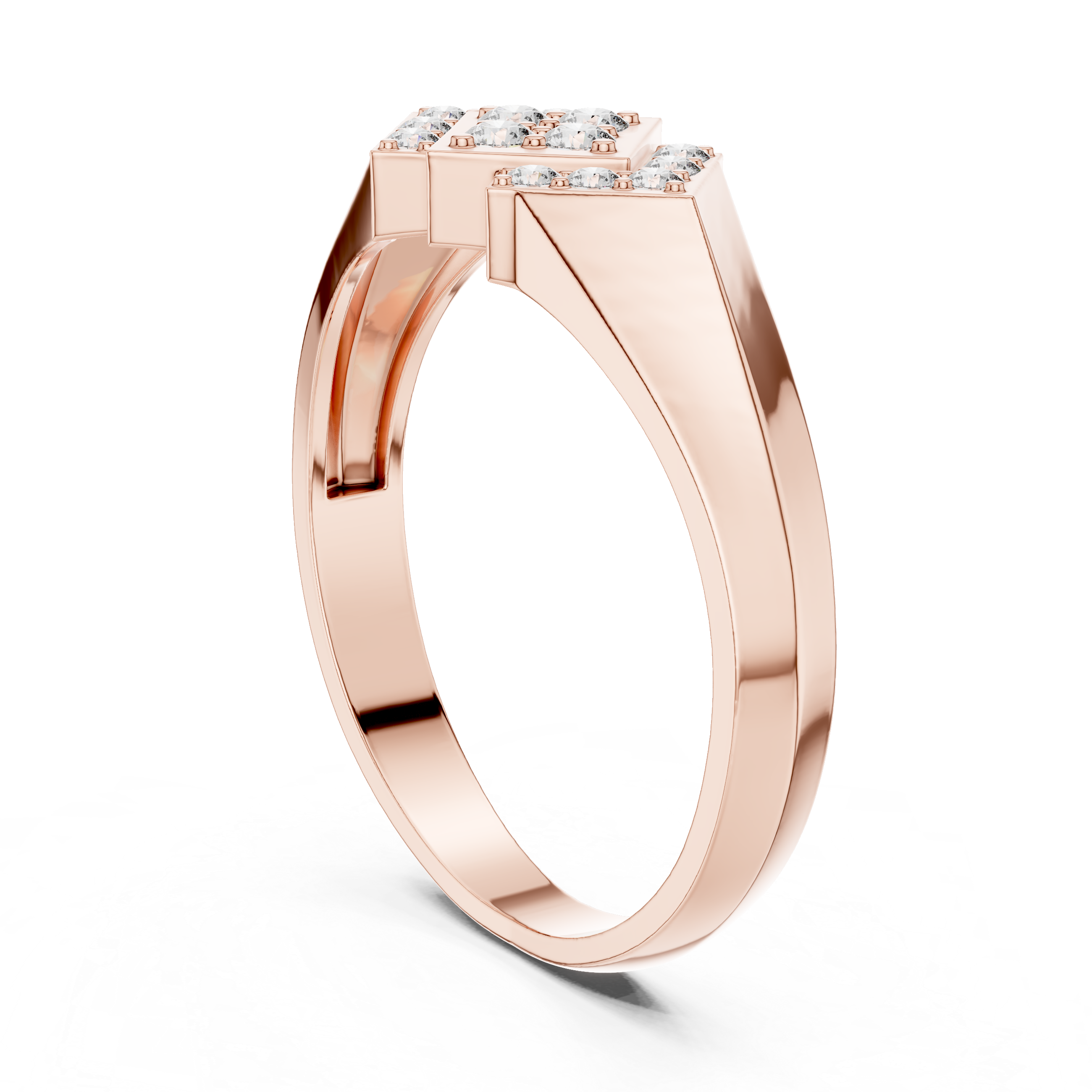 Geometric Diamond Signet Ring