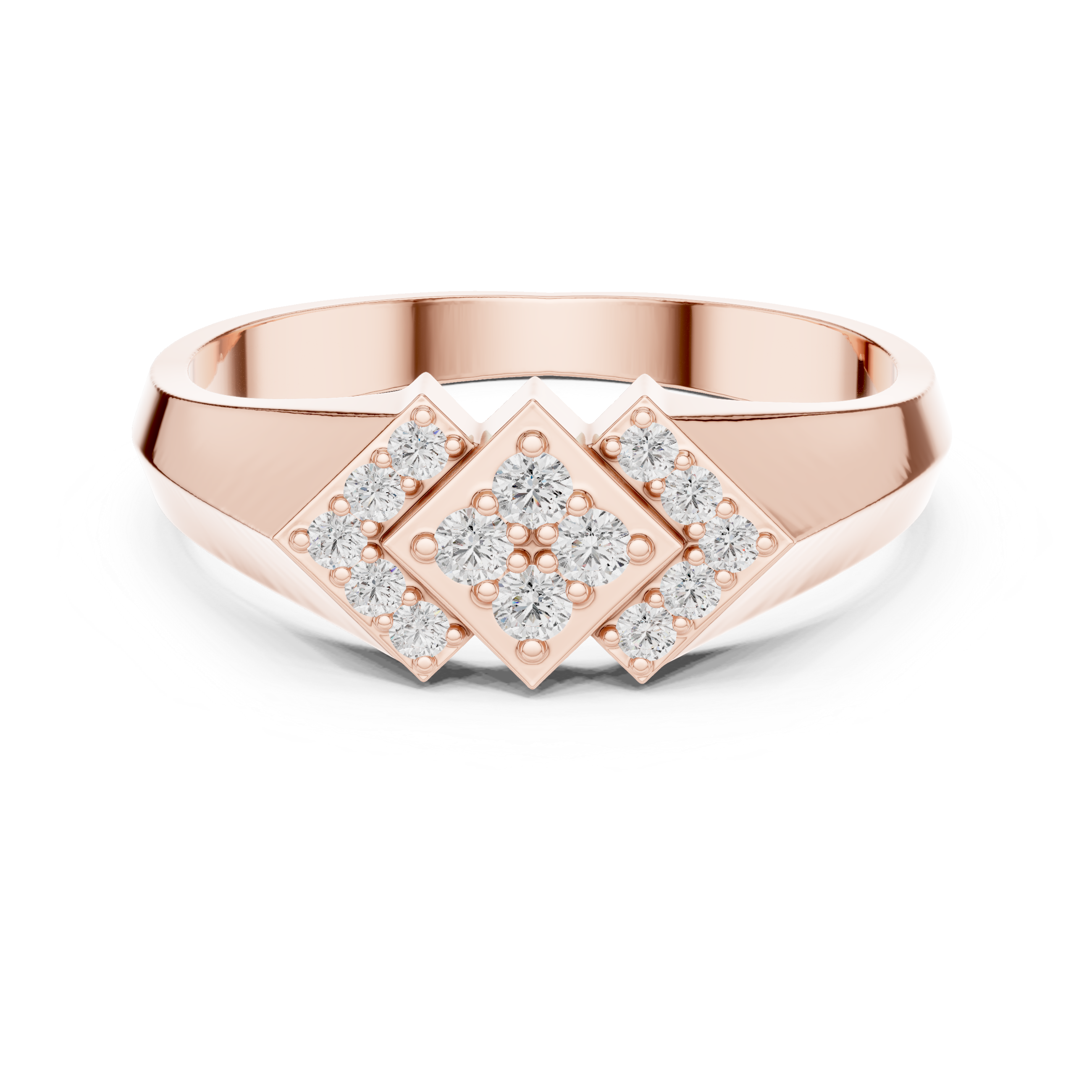 Geometric Diamond Signet Ring