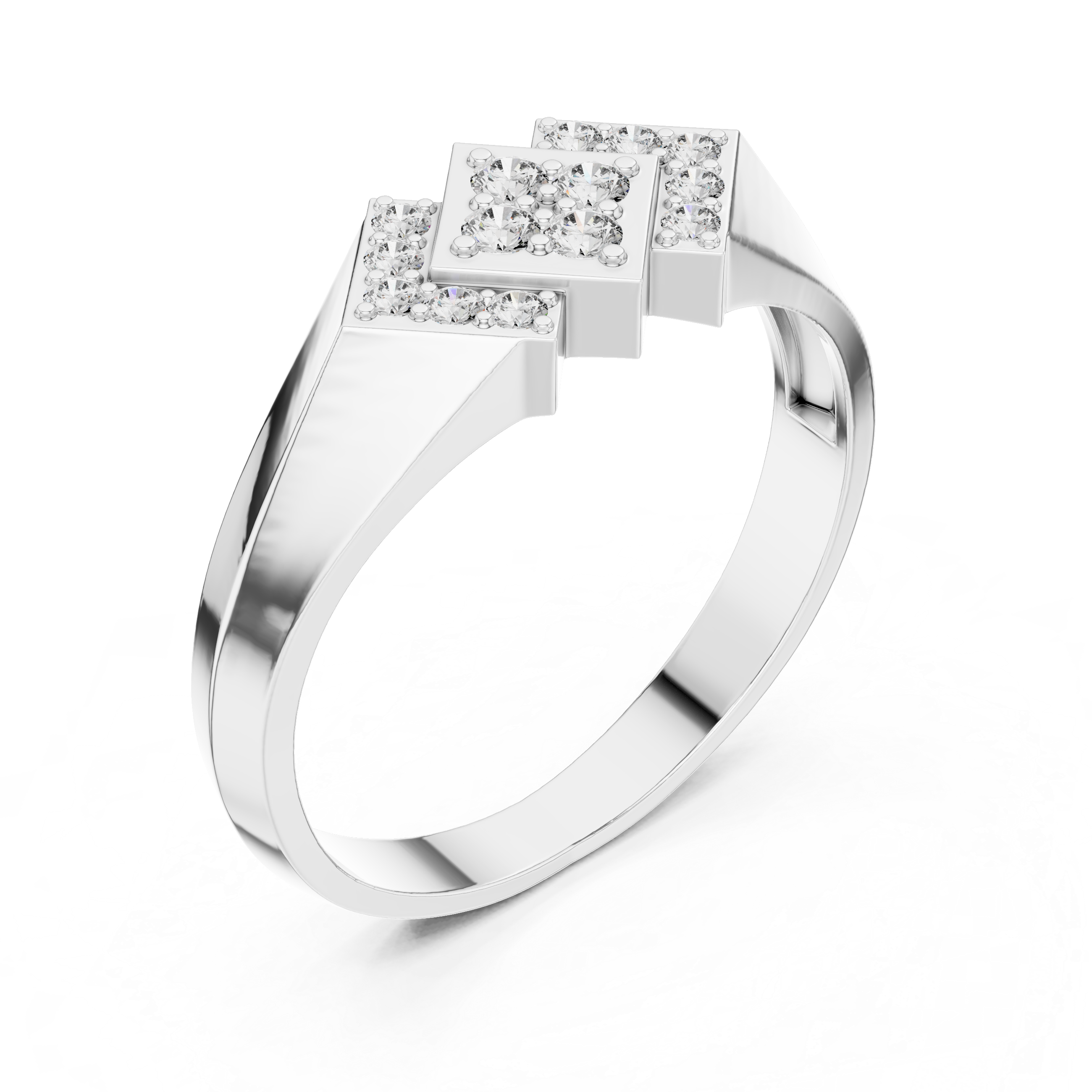 Geometric Diamond Signet Ring