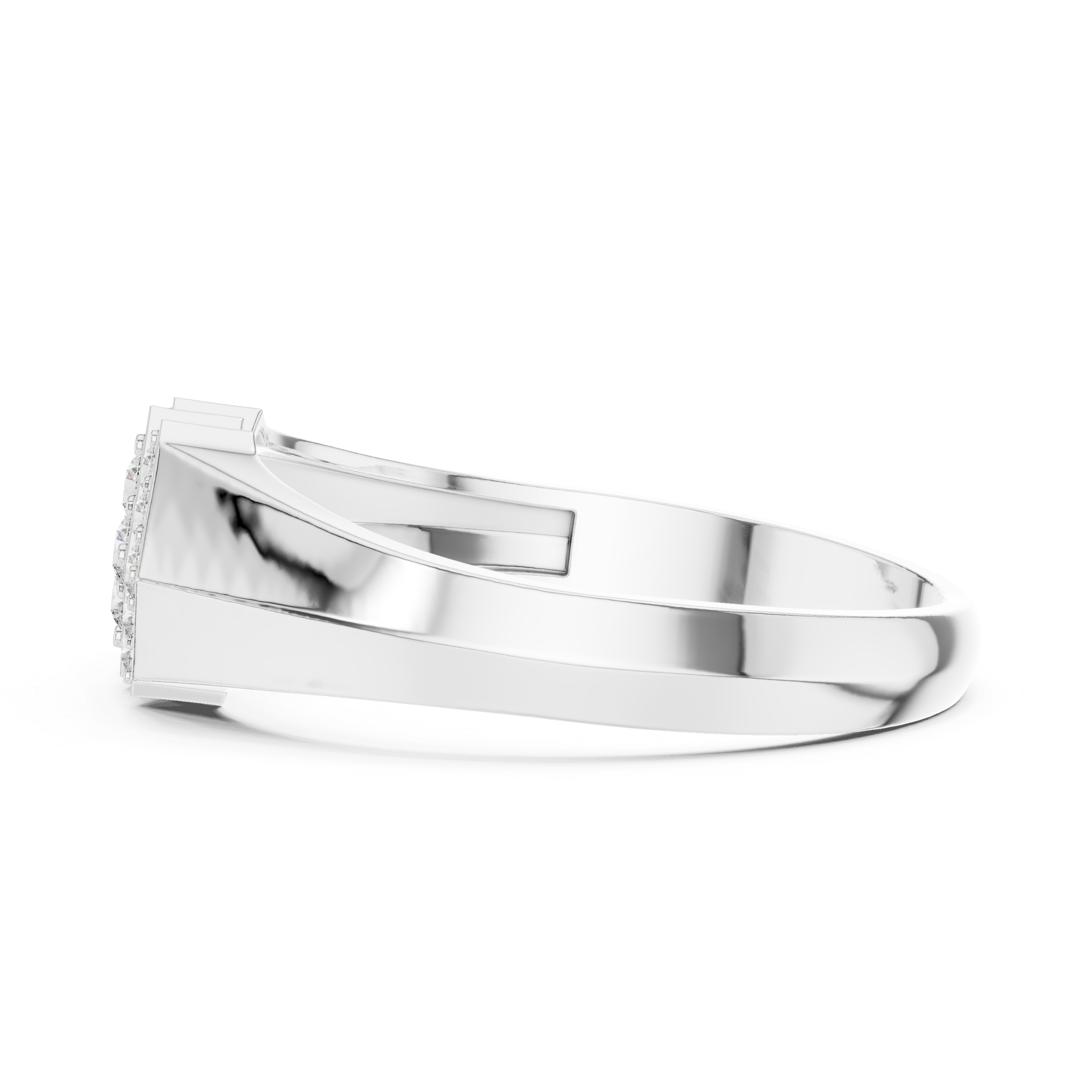 Geometric Diamond Signet Ring