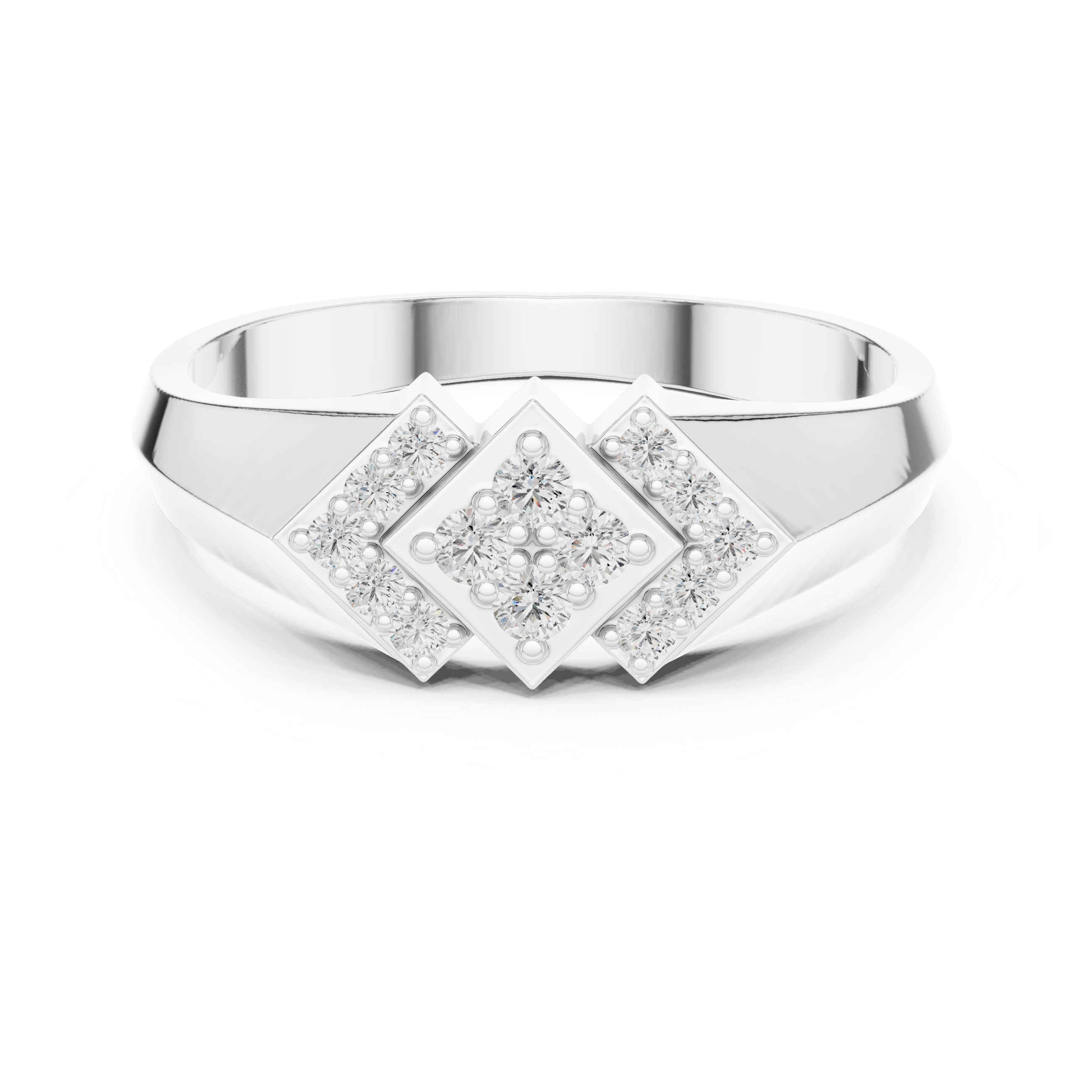 Geometric Diamond Signet Ring