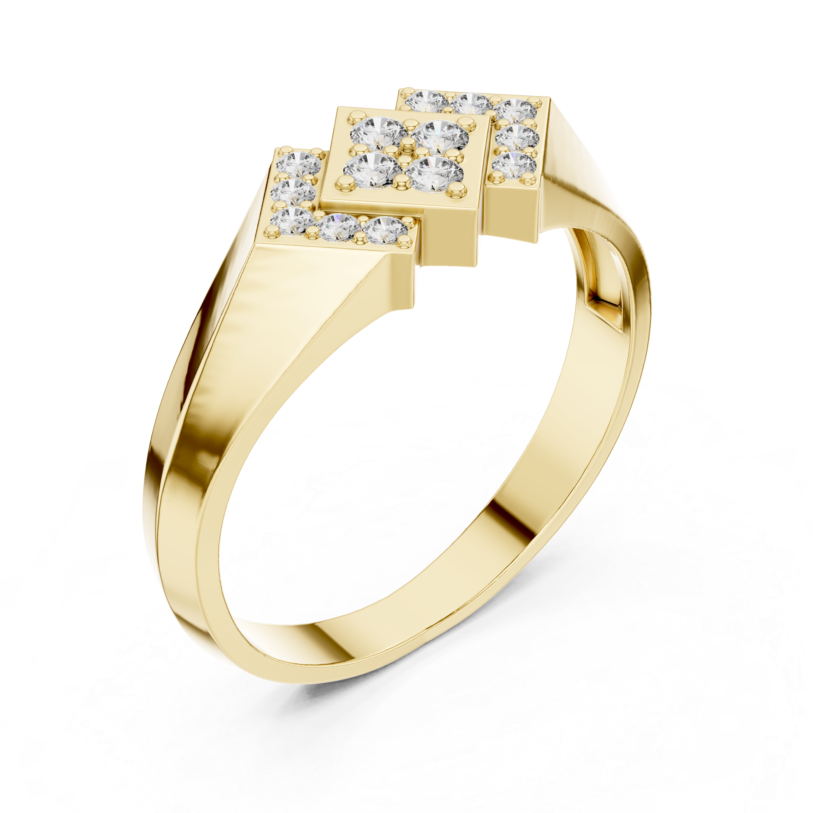 Geometric Diamond Signet Ring