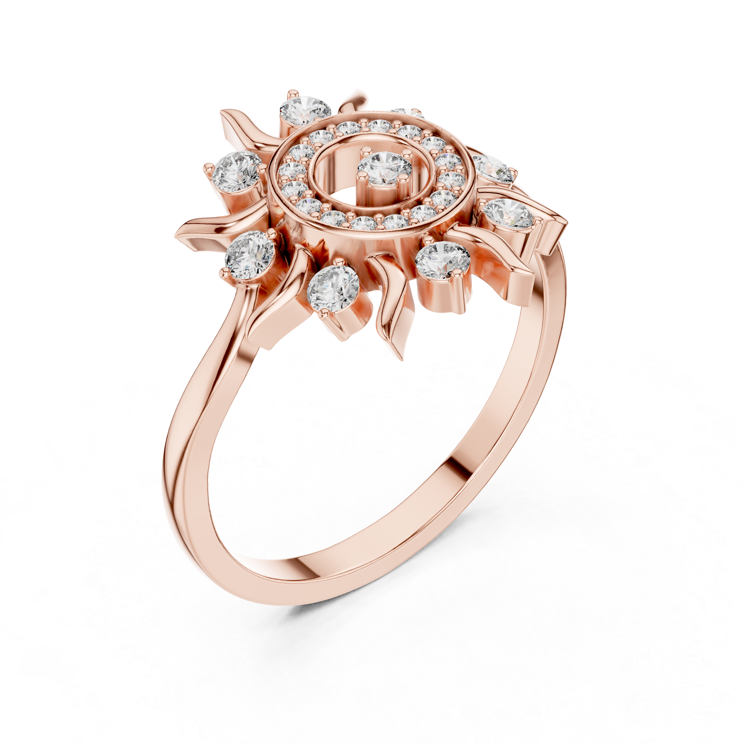 Radiant Sun Halo Diamond Ring