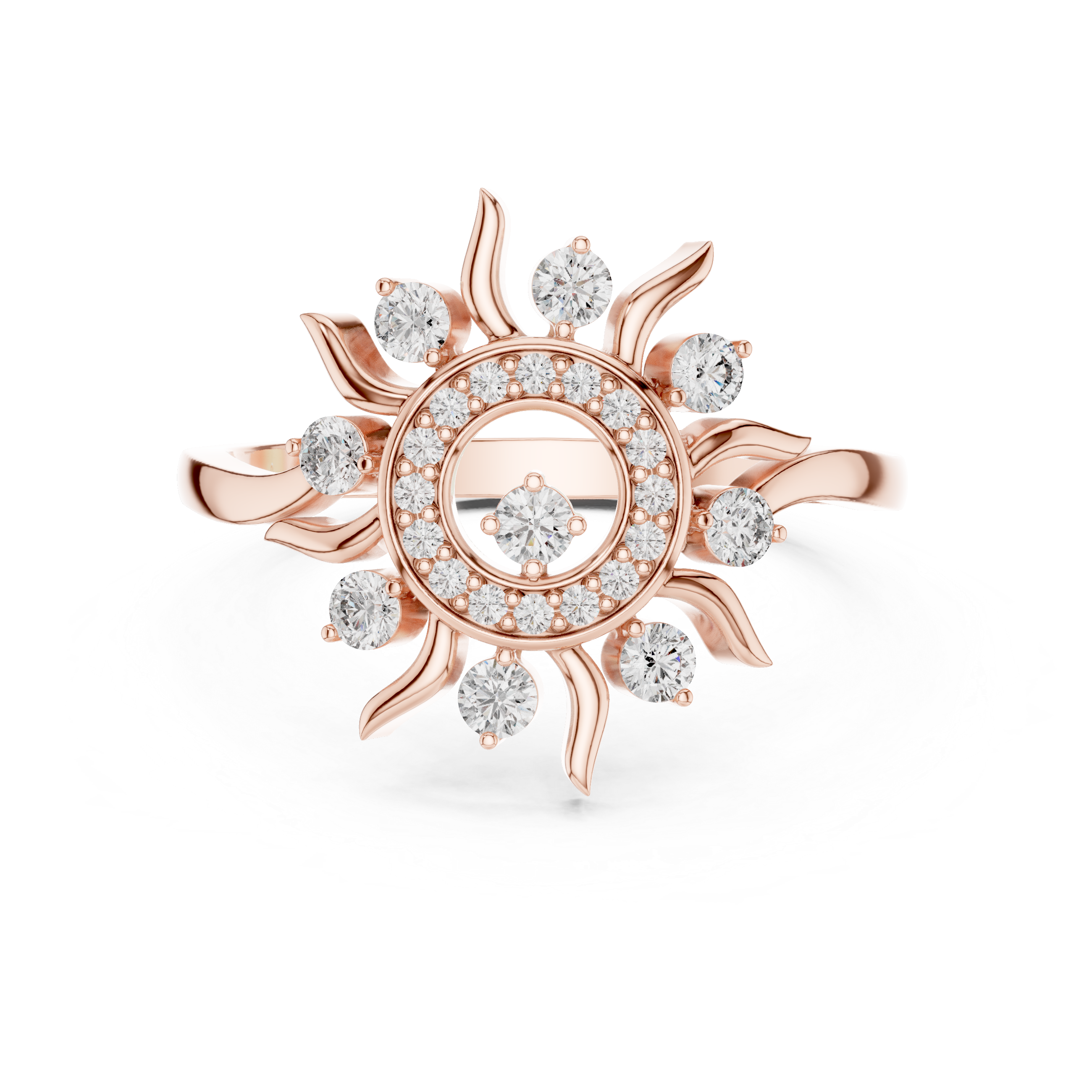 Radiant Sun Halo Diamond Ring