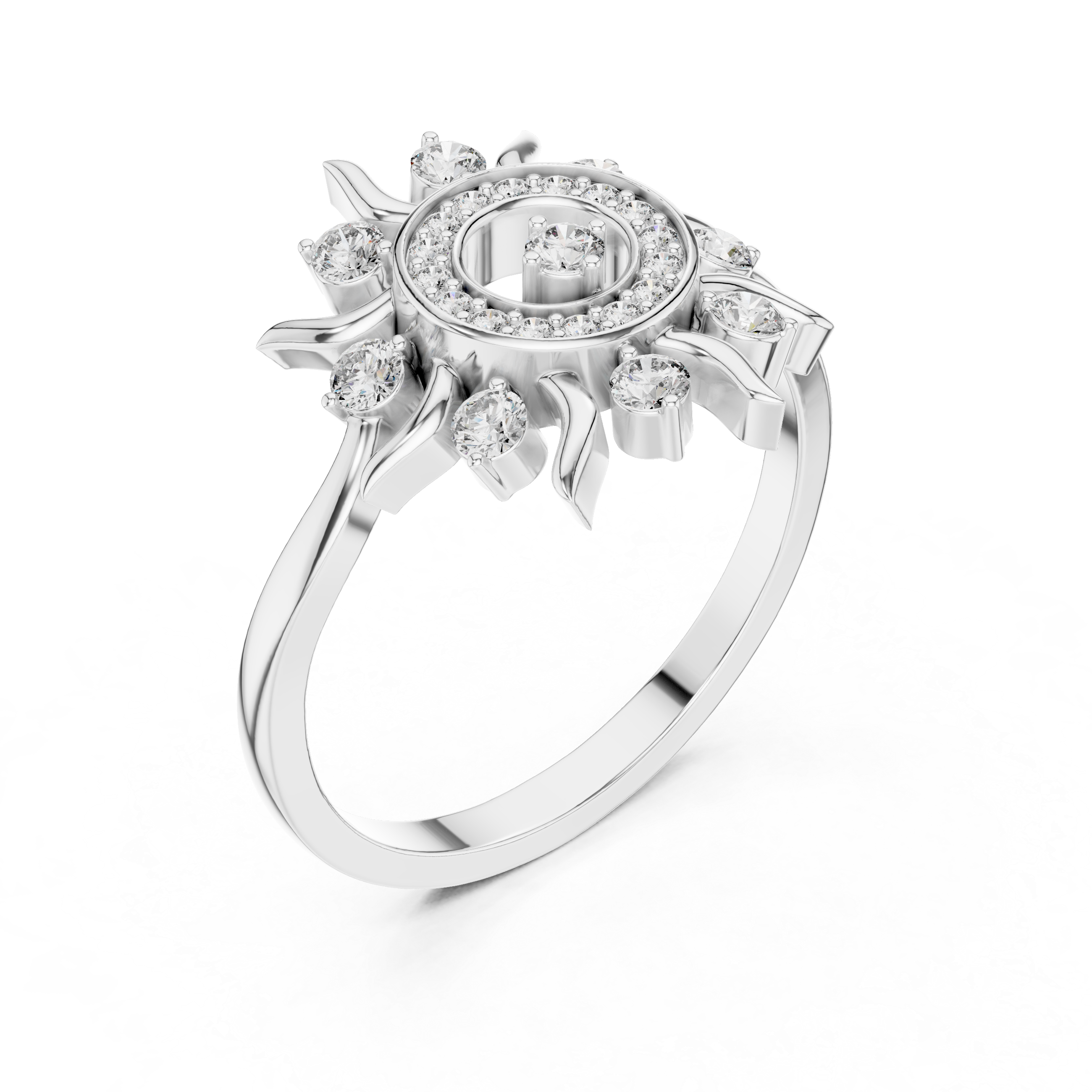Radiant Sun Halo Diamond Ring