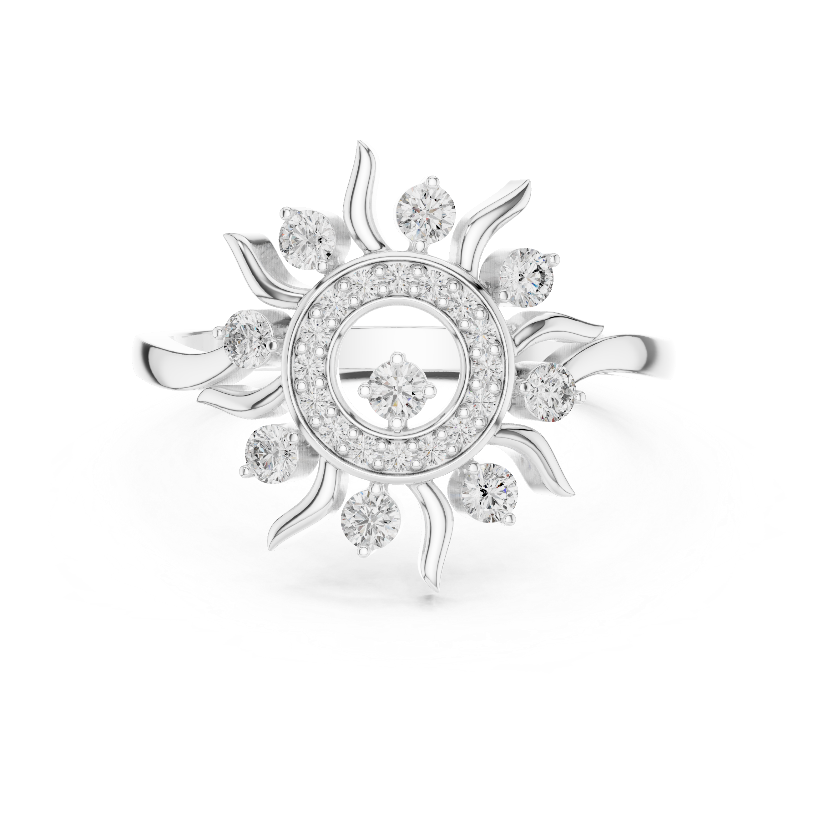 Radiant Sun Halo Diamond Ring