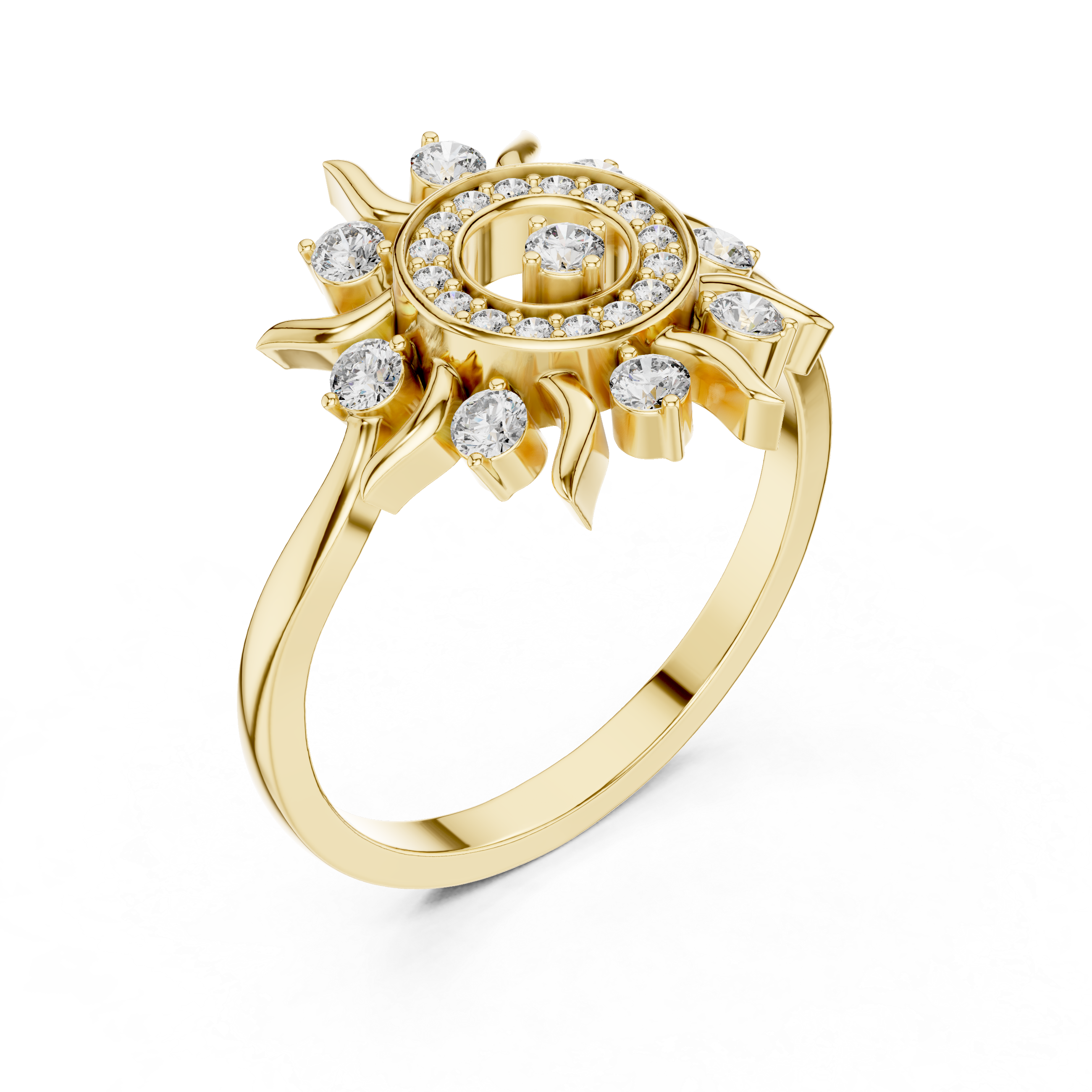 Radiant Sun Halo Diamond Ring