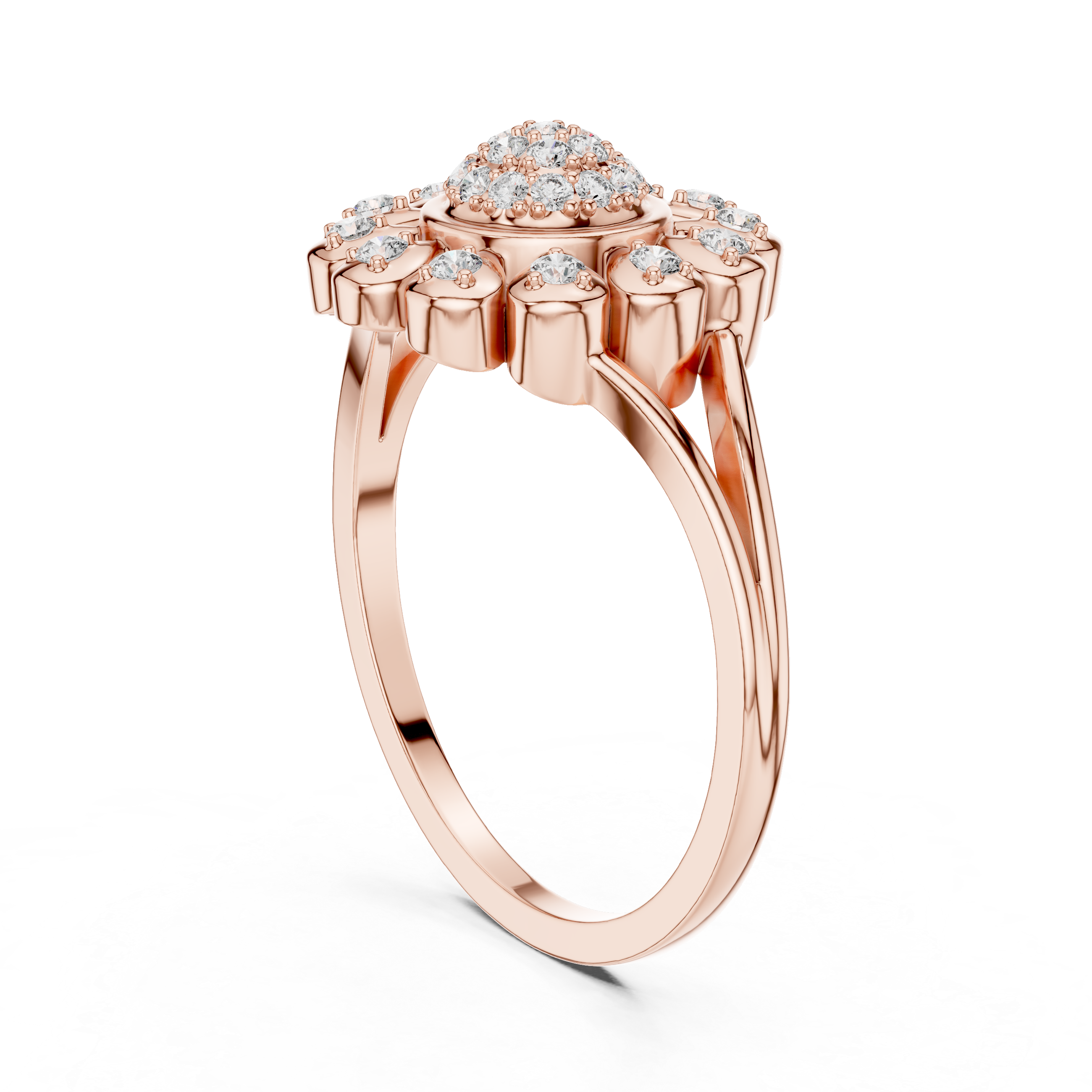 Sunburst Diamond Cluster Ring