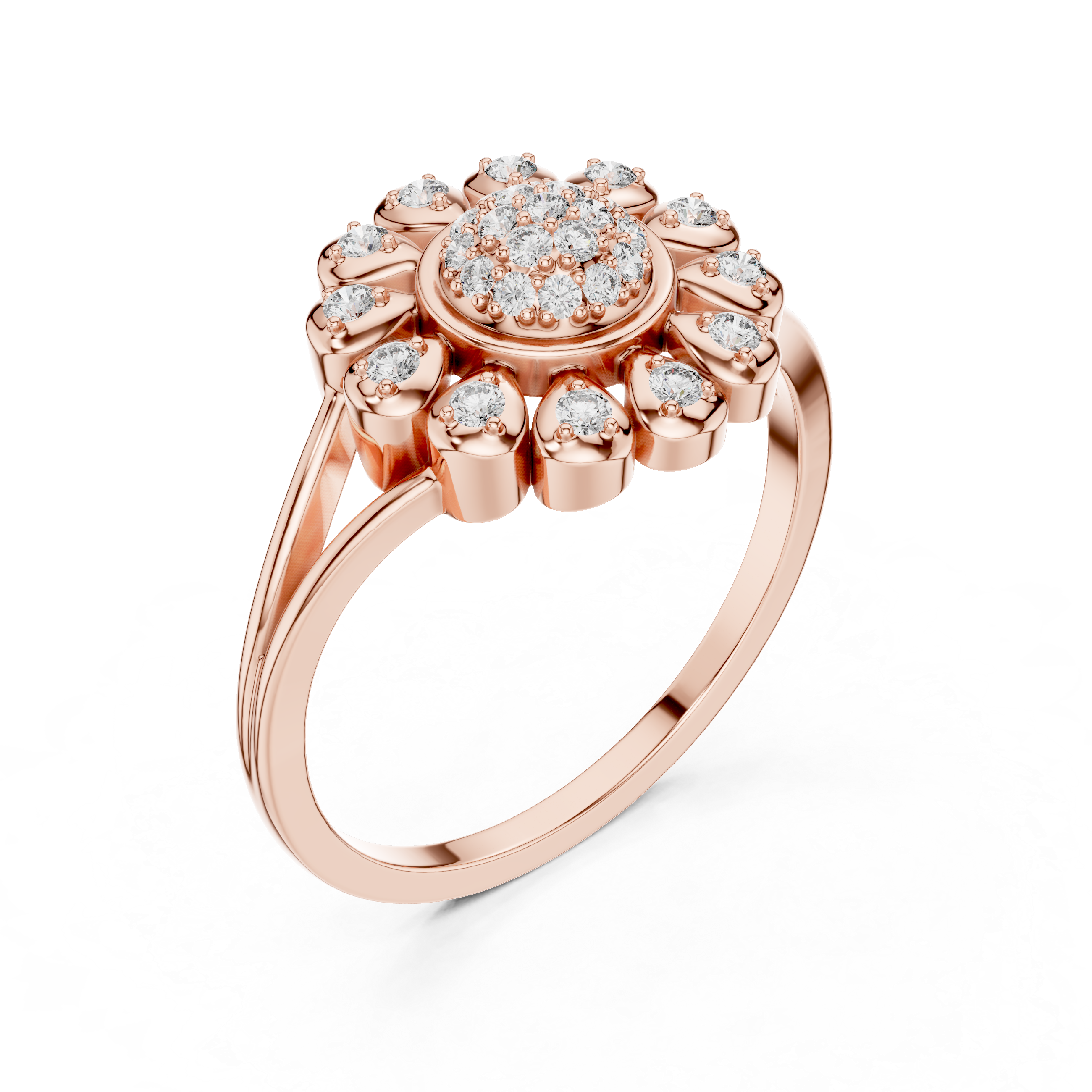 Sunburst Diamond Cluster Ring