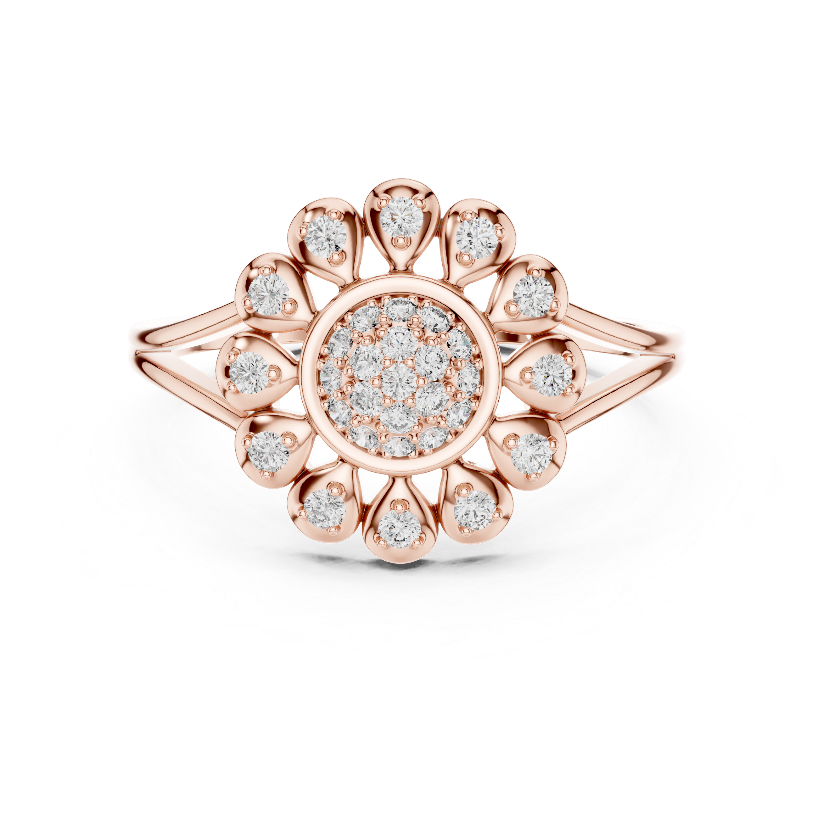 Sunburst Diamond Cluster Ring